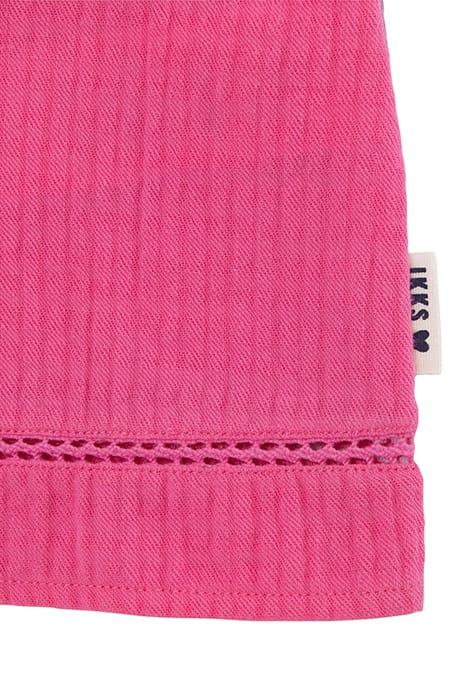 GIRLS' PINK CREPE BLOUSE WITH ELASTICATED NECKLINE 5