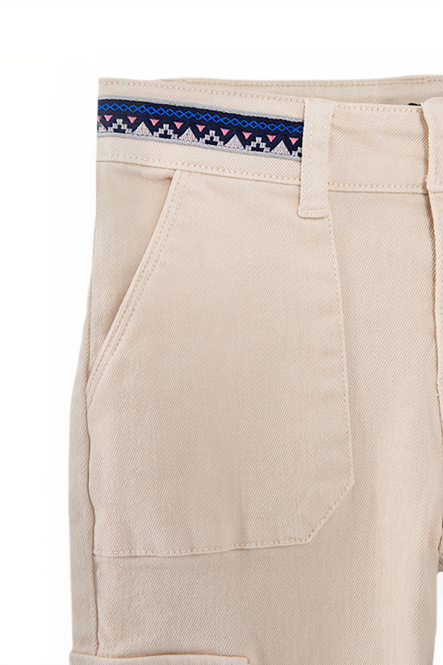 GIRLS' ECRU CARGO JEANS WITH EMBROIDERED BRAID 5