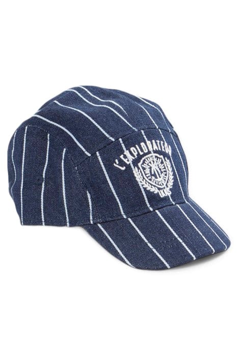 BOYS’ NAVY CAP WITH WHITE STRIPES AND EMBROIDERY 1
