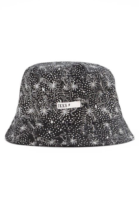 BOYS’ BLACK ORGANIC COTTON SUN HAT WITH EXOTIC LEAF PRINT 1