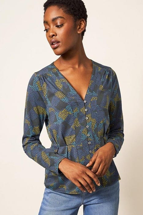 ASHLEIGH JERSEY TOP GREEN MULTI 1