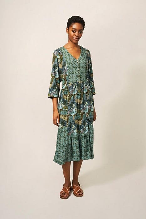 NORAH MIDI DRESS GREEN MULTI 2