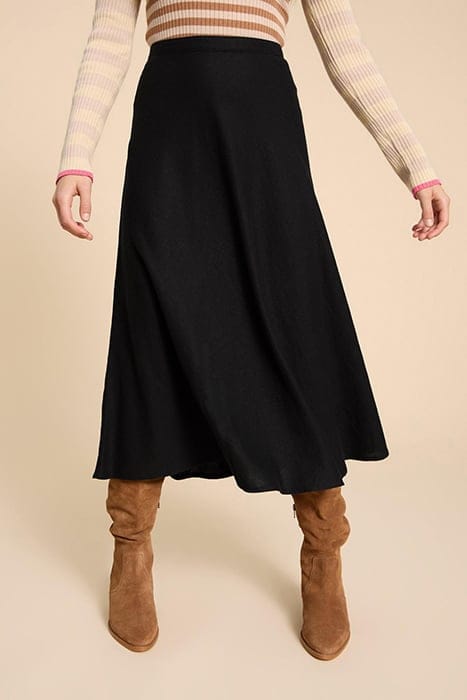 CLEMENCE LINEN BLEND SKIRT PURE BLACK 2