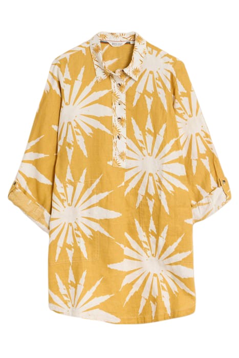 EVELYN LINEN TUNIC CHARTREUSE PRINT 2