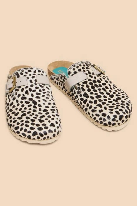 MYRTLE LEATHER SLIP ON MULE NATURAL PRINT 1