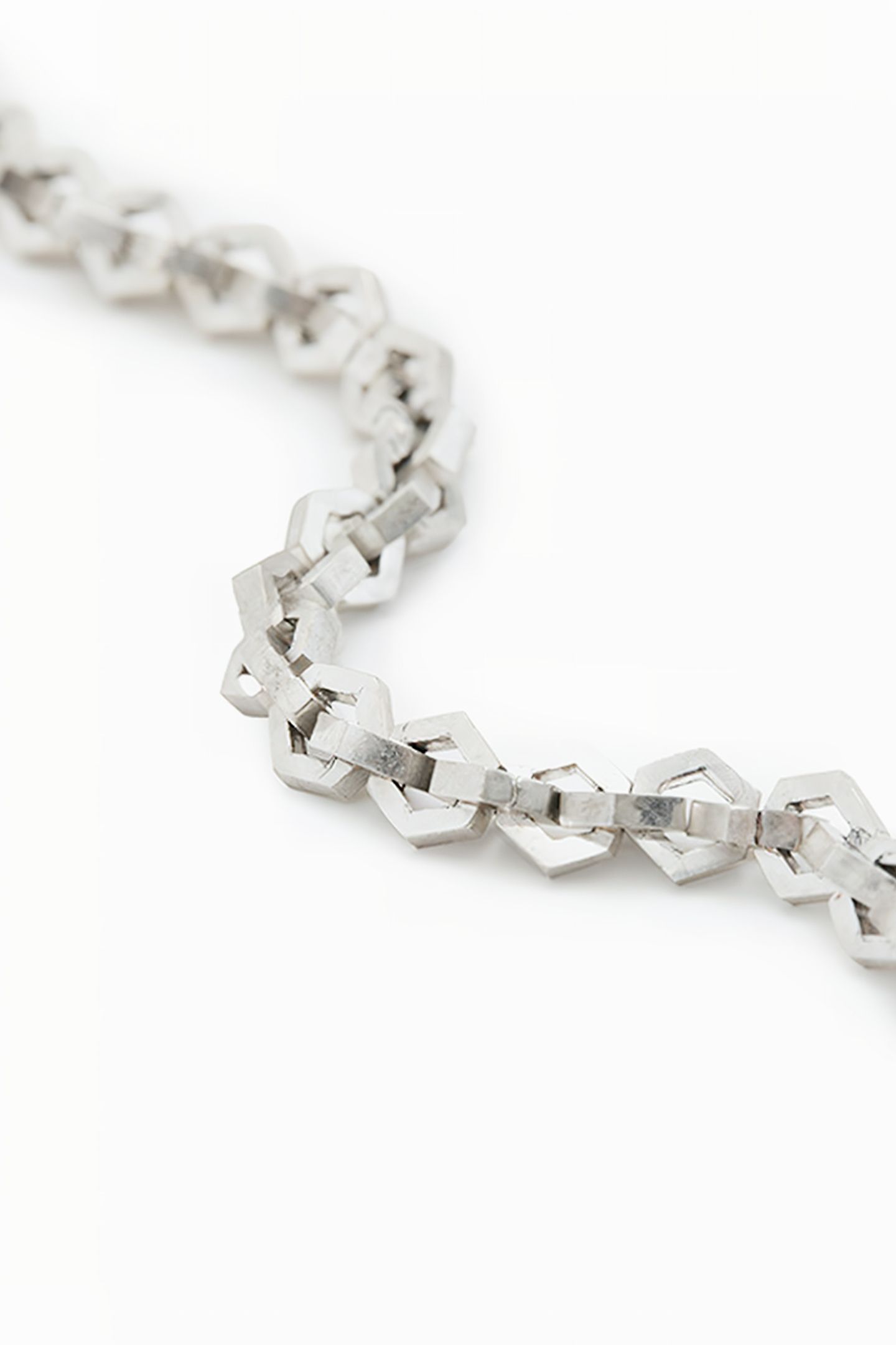 HEX CHAIN NECKLACE WARM SILVER 4