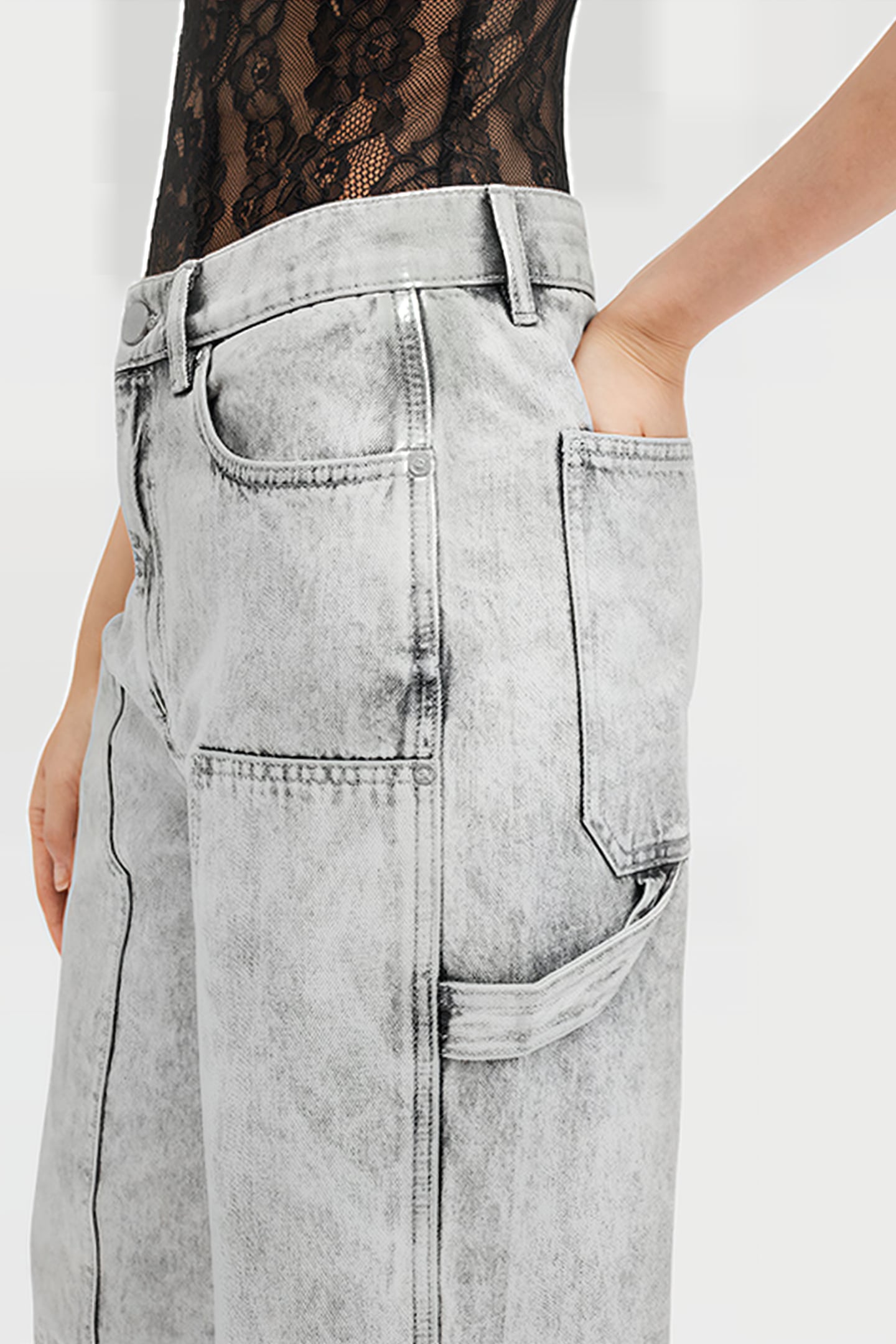 MIA CARPENTER JEAN COATED SILVER 7
