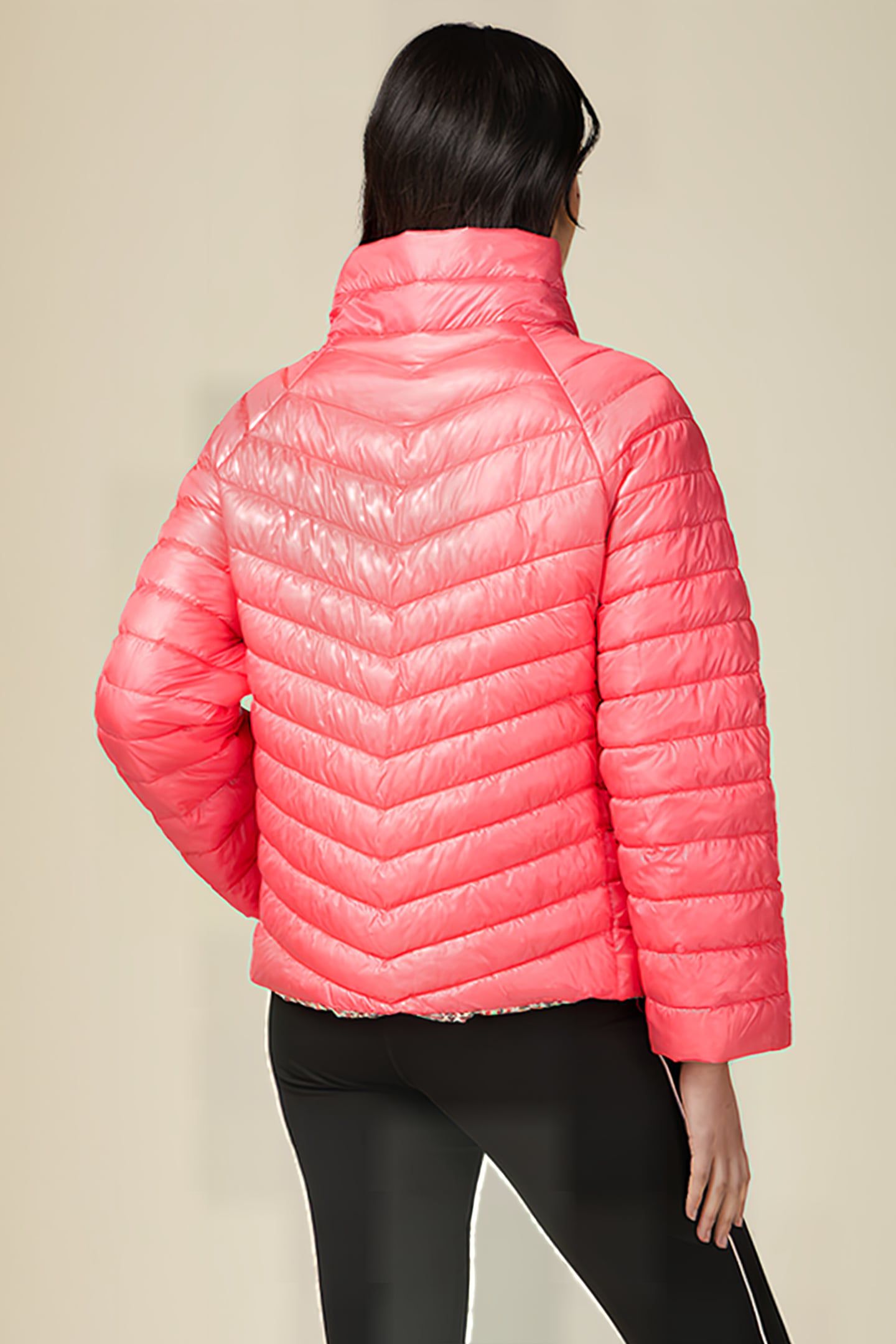 REVERSIBLE CAPE DOWN JACKET PINK 2