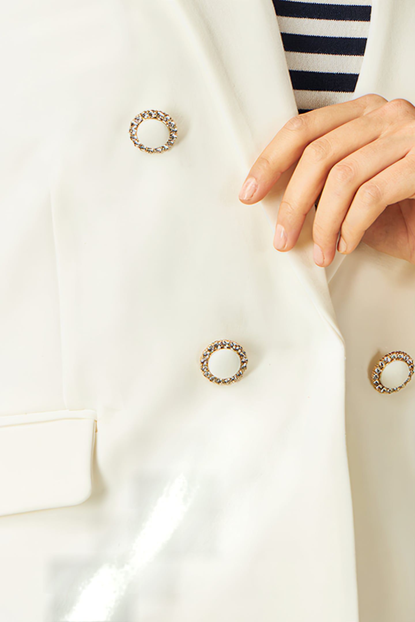 MILANO-STITCH BLAZER WITH JEWEL BUTTONS WHITE 5