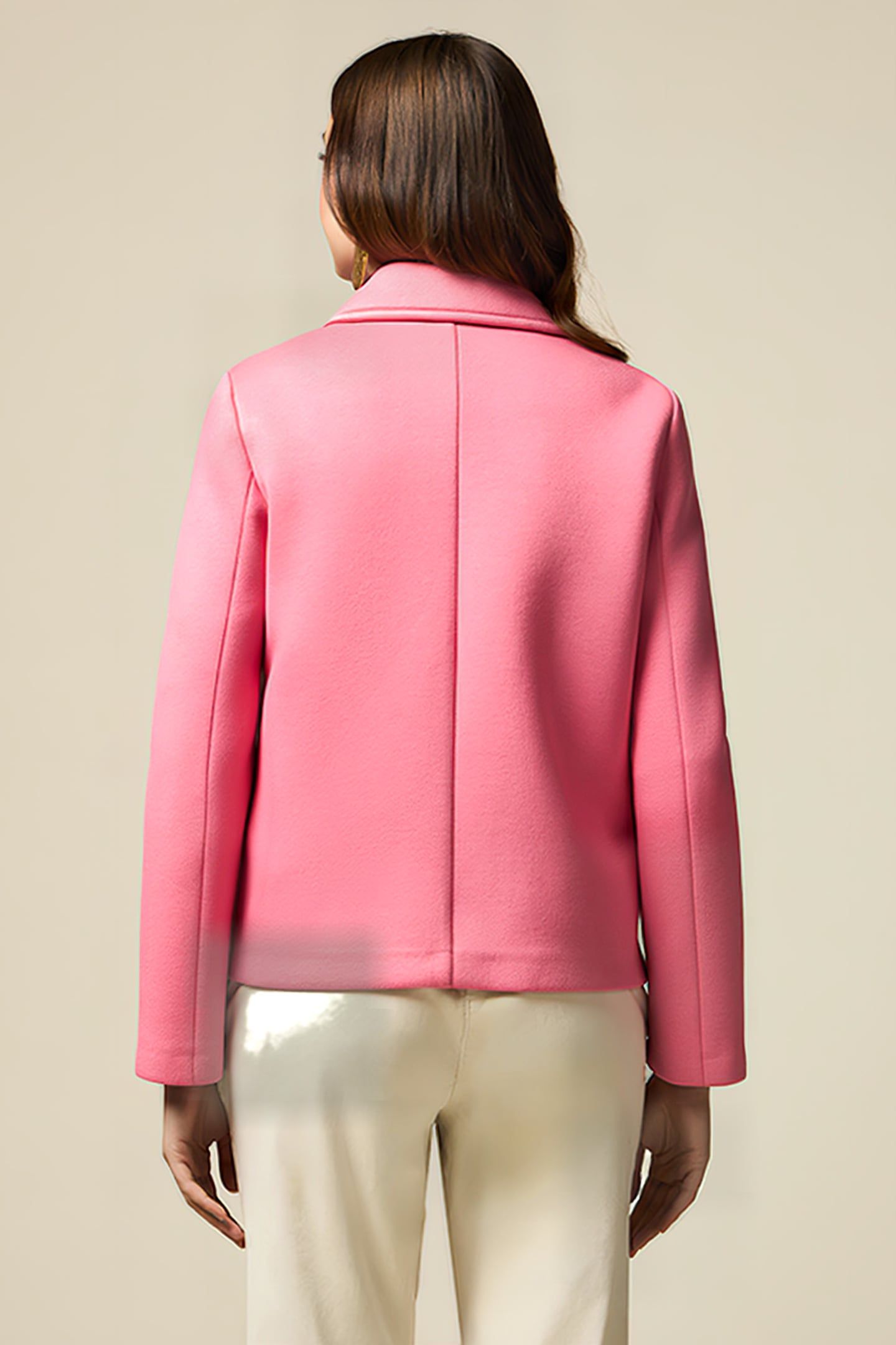 SCUBA FABRIC DOUBLE-BREASTED JACKET PINK 2