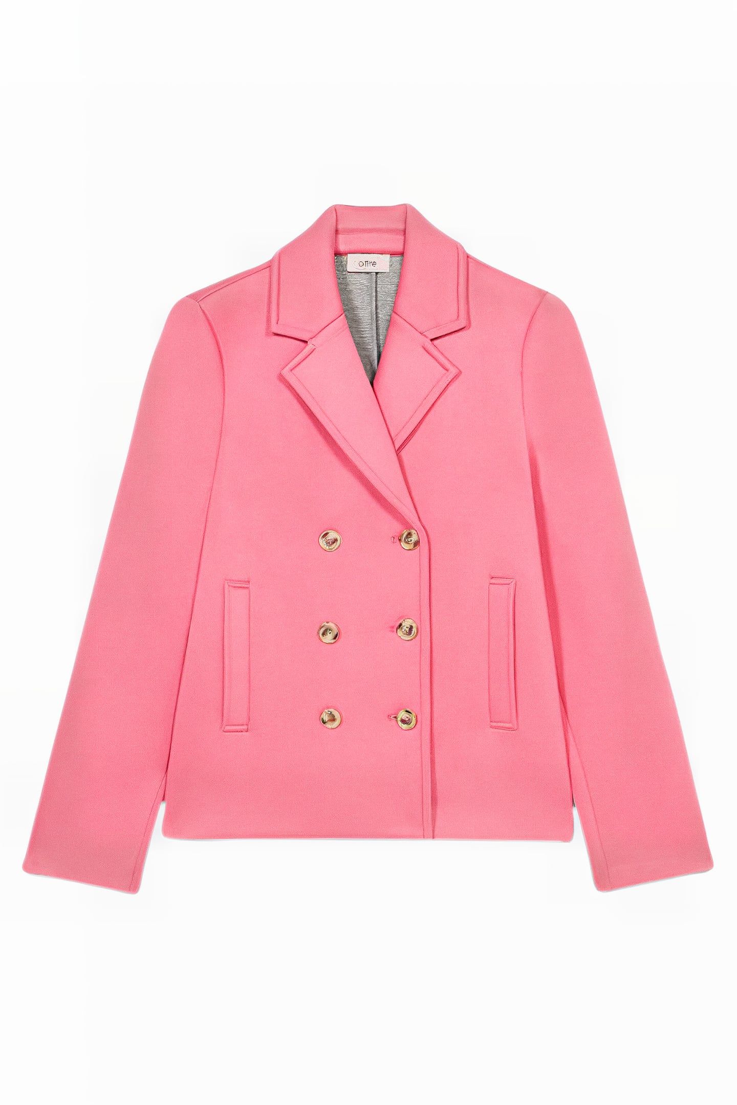 SCUBA FABRIC DOUBLE-BREASTED JACKET PINK 3