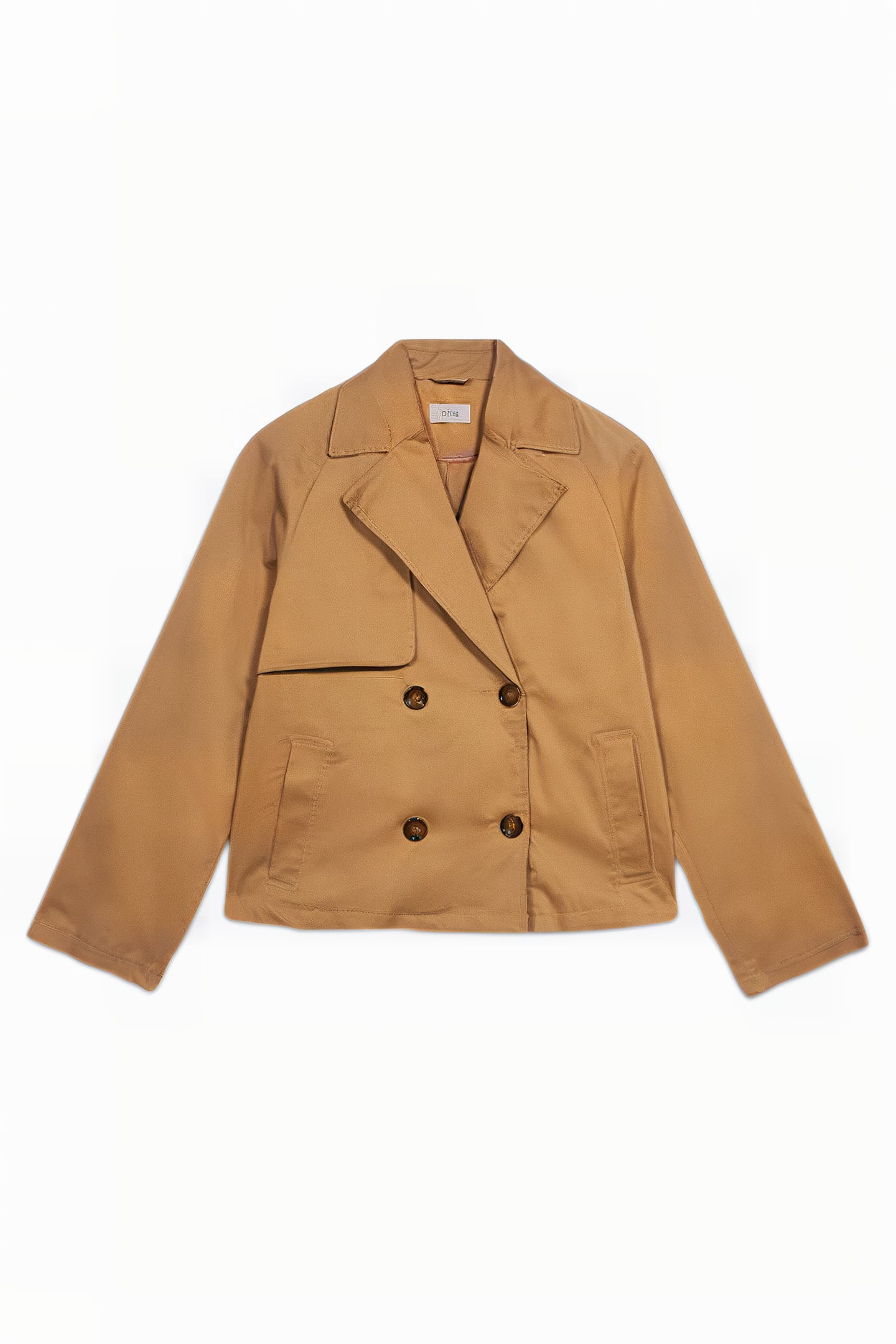 SHORT COTTON DOUBLE-BREASTED TRENCH COAT NATURAL 4