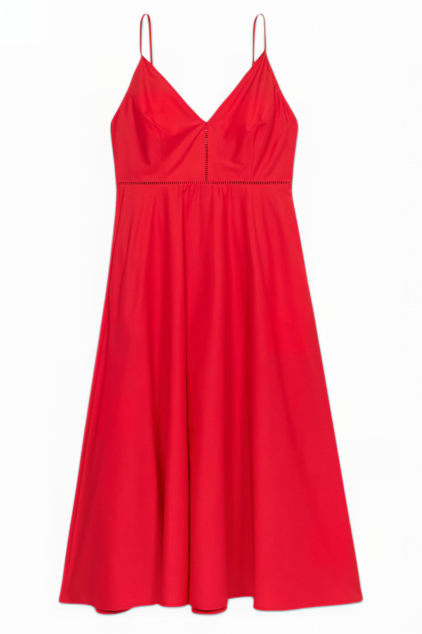 LONG SUMMER POPLIN DRESS RED 3