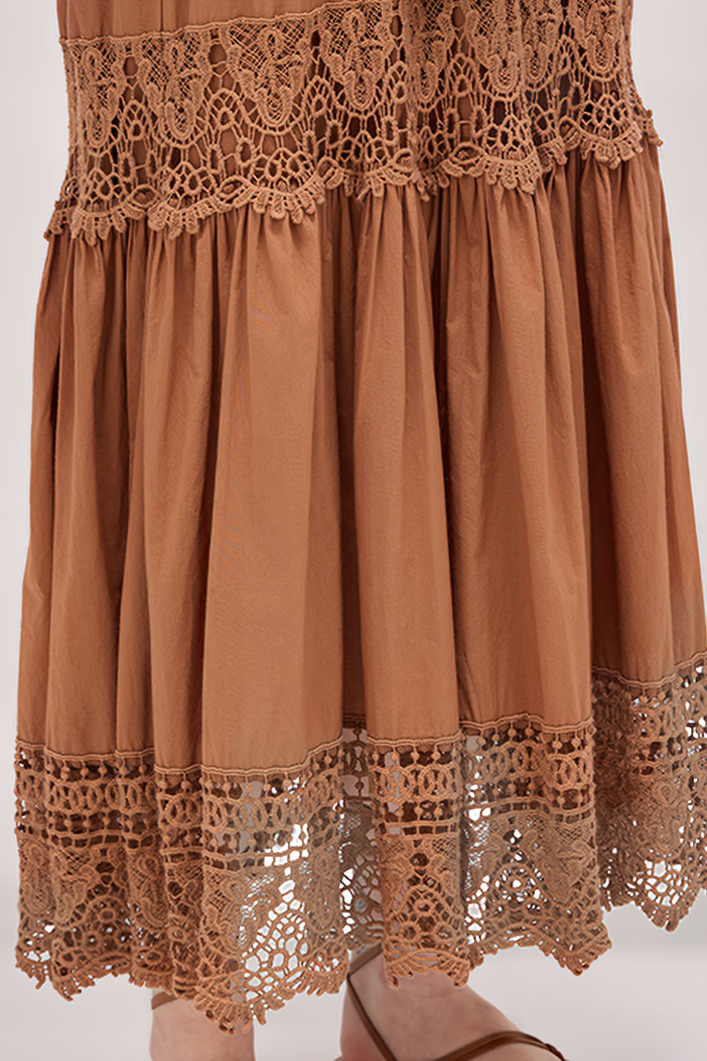 LONG DRESS WITH CROCHET INSERTS NATURAL 5