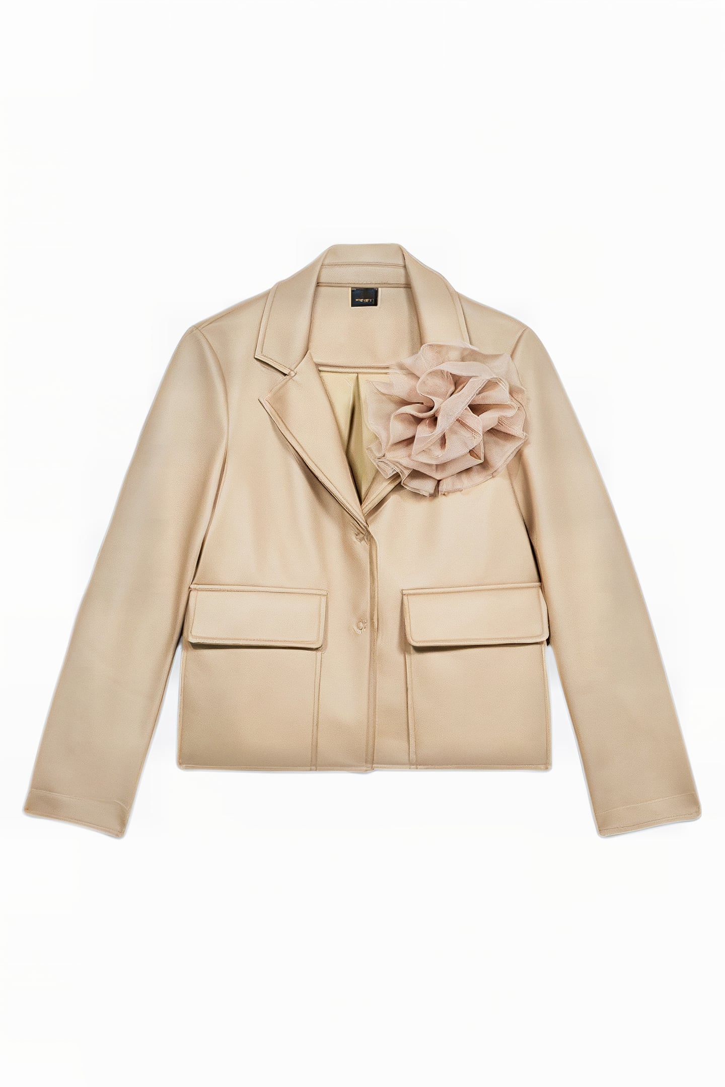 SHORT PEA COAT WITH JUMBO BROOCH NATURAL 3