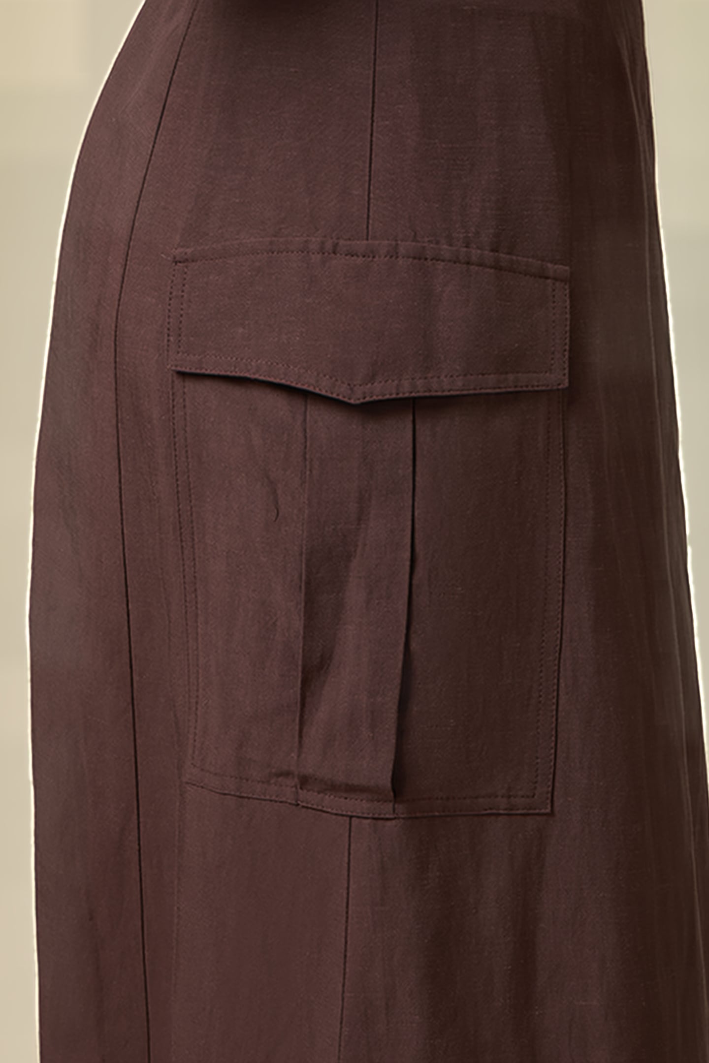 WRAPAROUND LINEN BLEND SKIRT BROWN 5