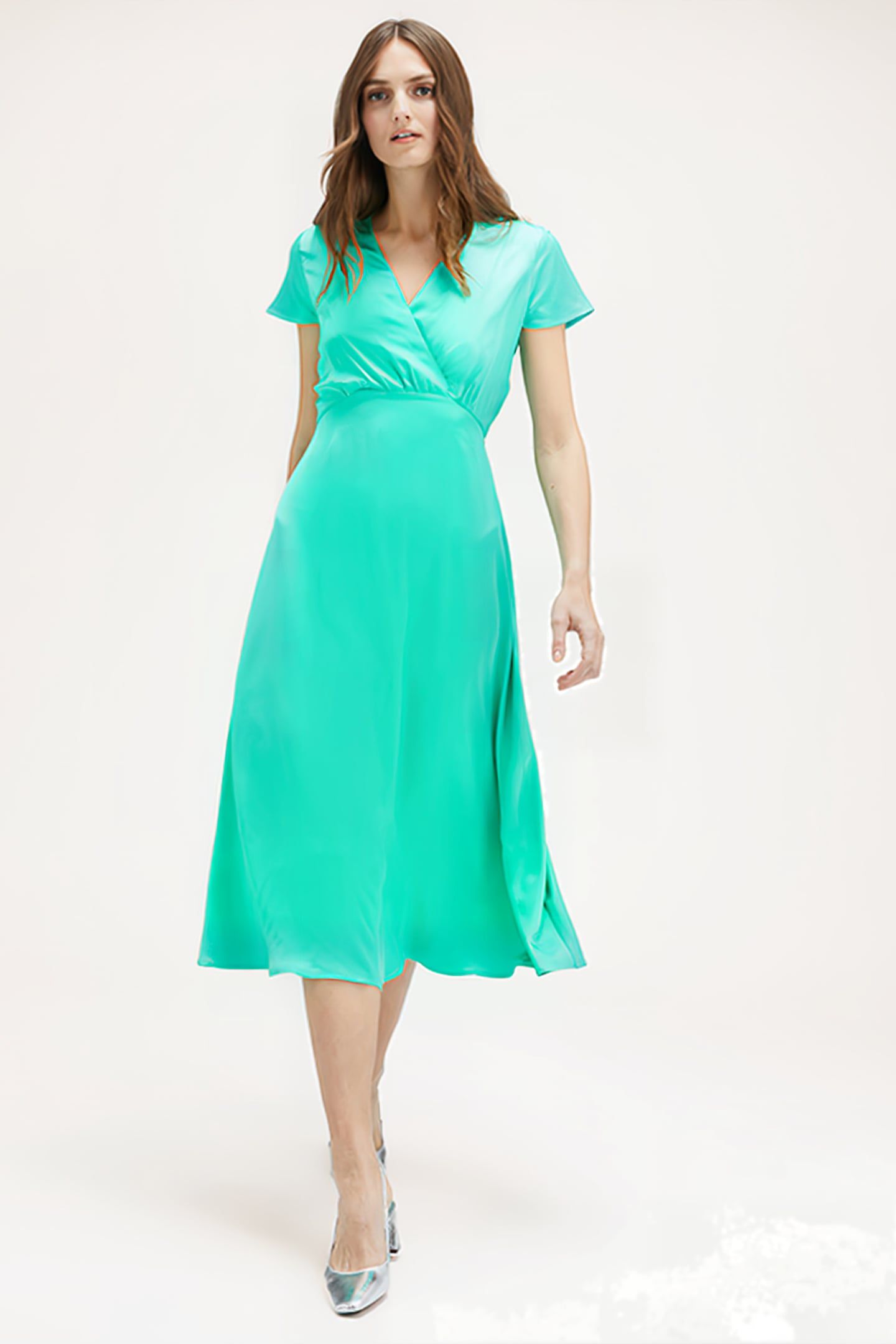 SATIN MIDI DRESS GREEN 1