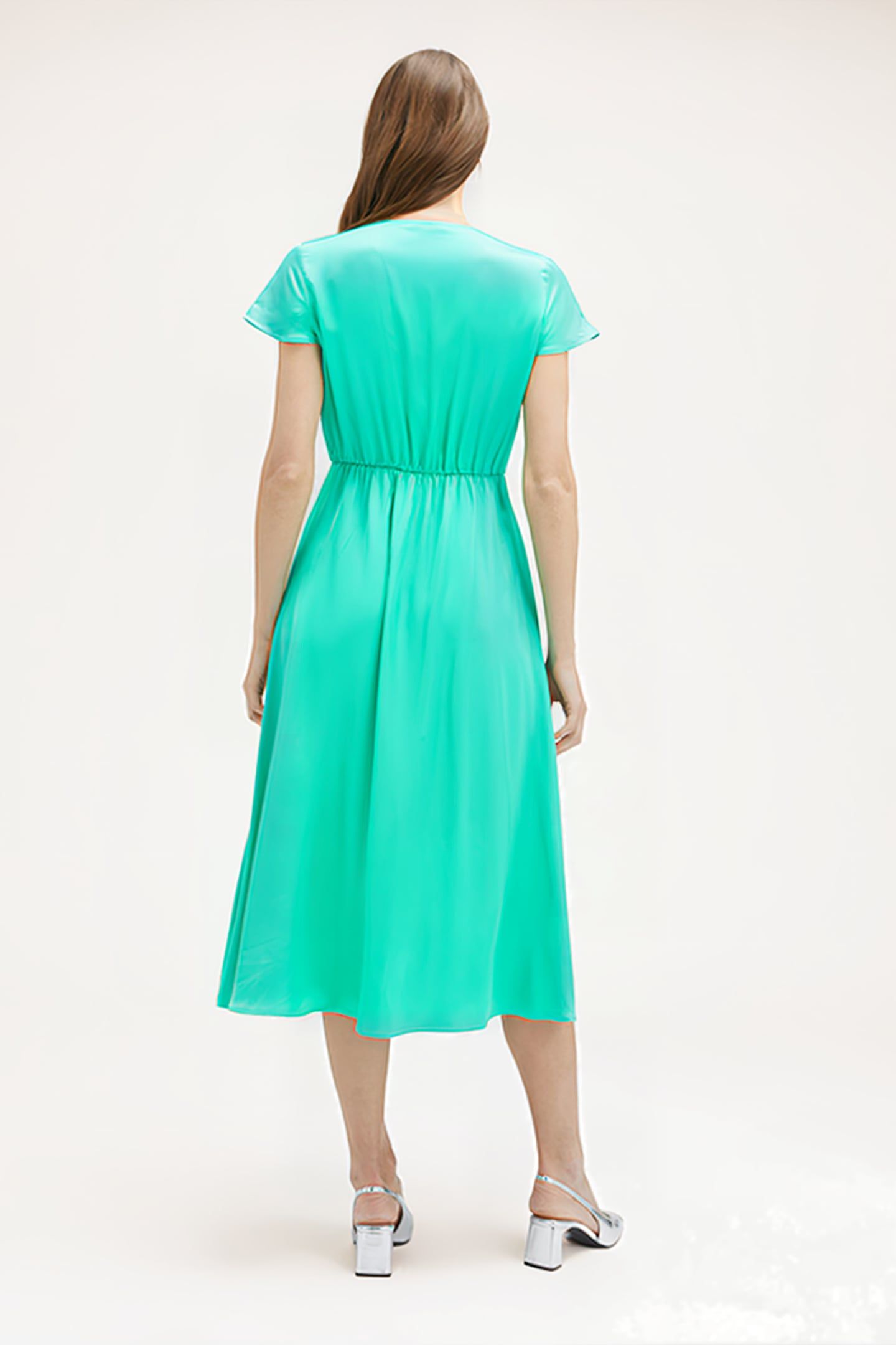 SATIN MIDI DRESS GREEN 2