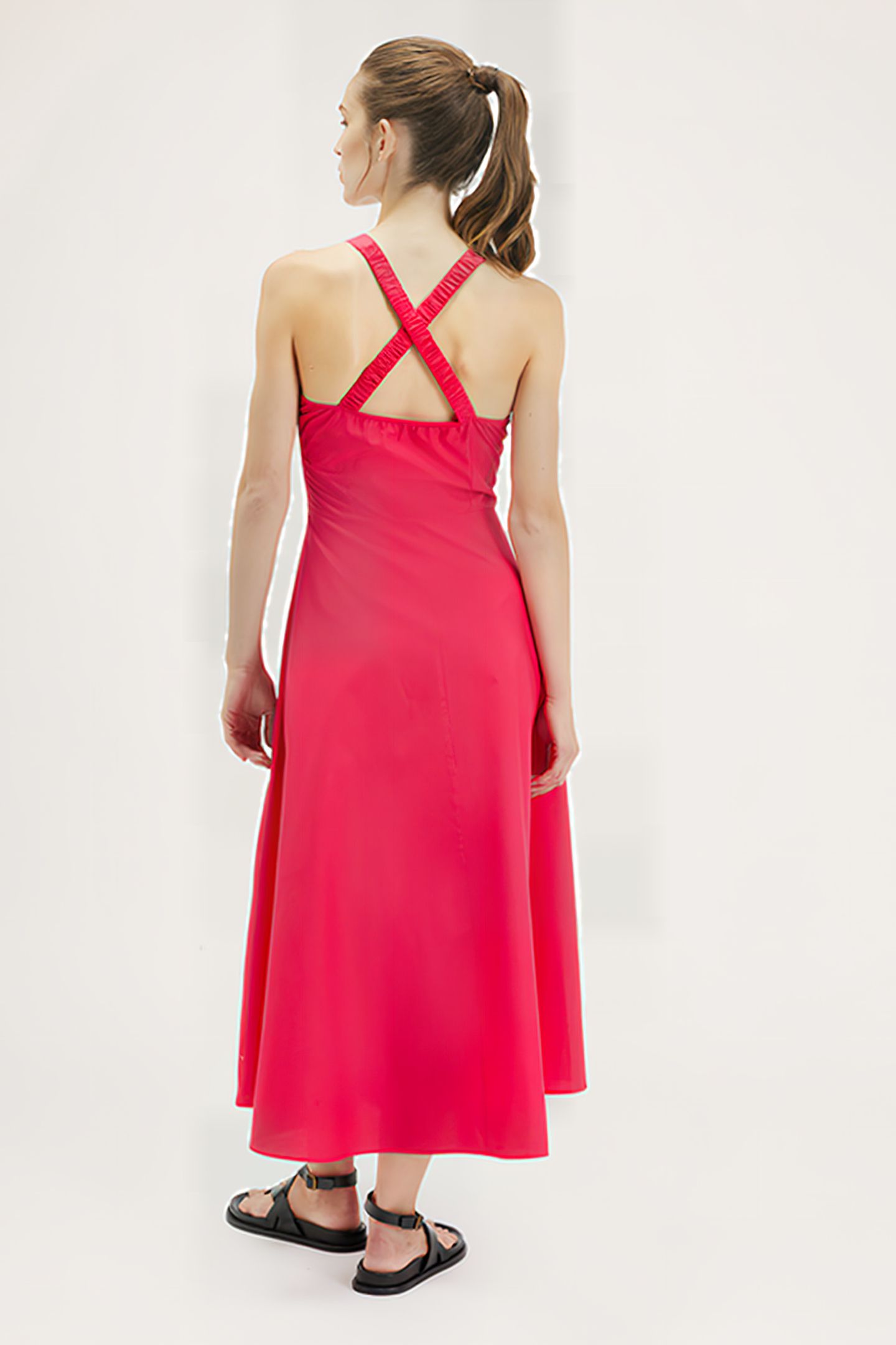 LONG DRESS WITH BACK CROSSOVER RED 2