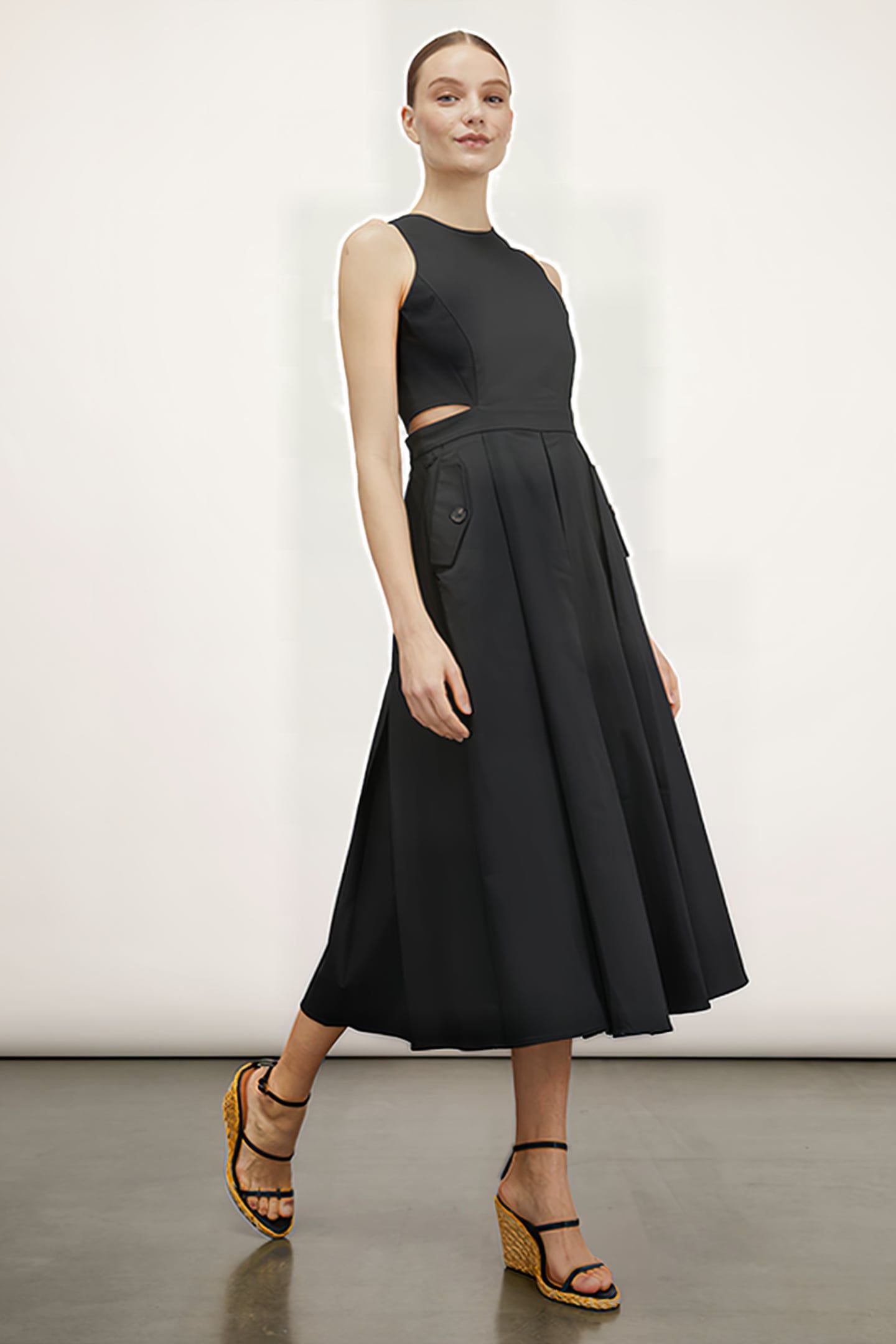 MIDI DRESS WITH CUT-OUT ON THE SIDES BLACK 4