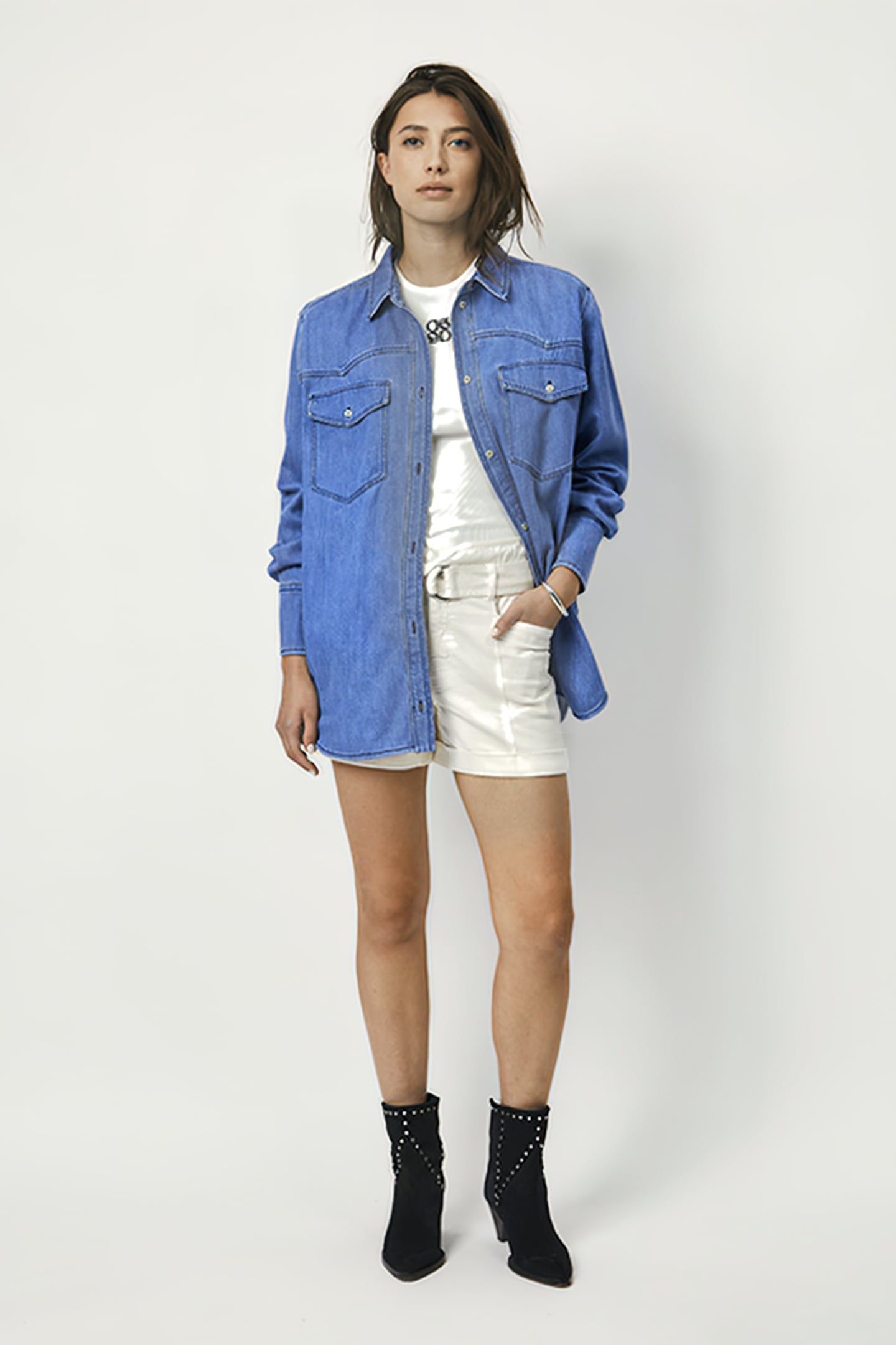 CLOVER DENIM TRUCKER SHIRT STONE BLUE 4