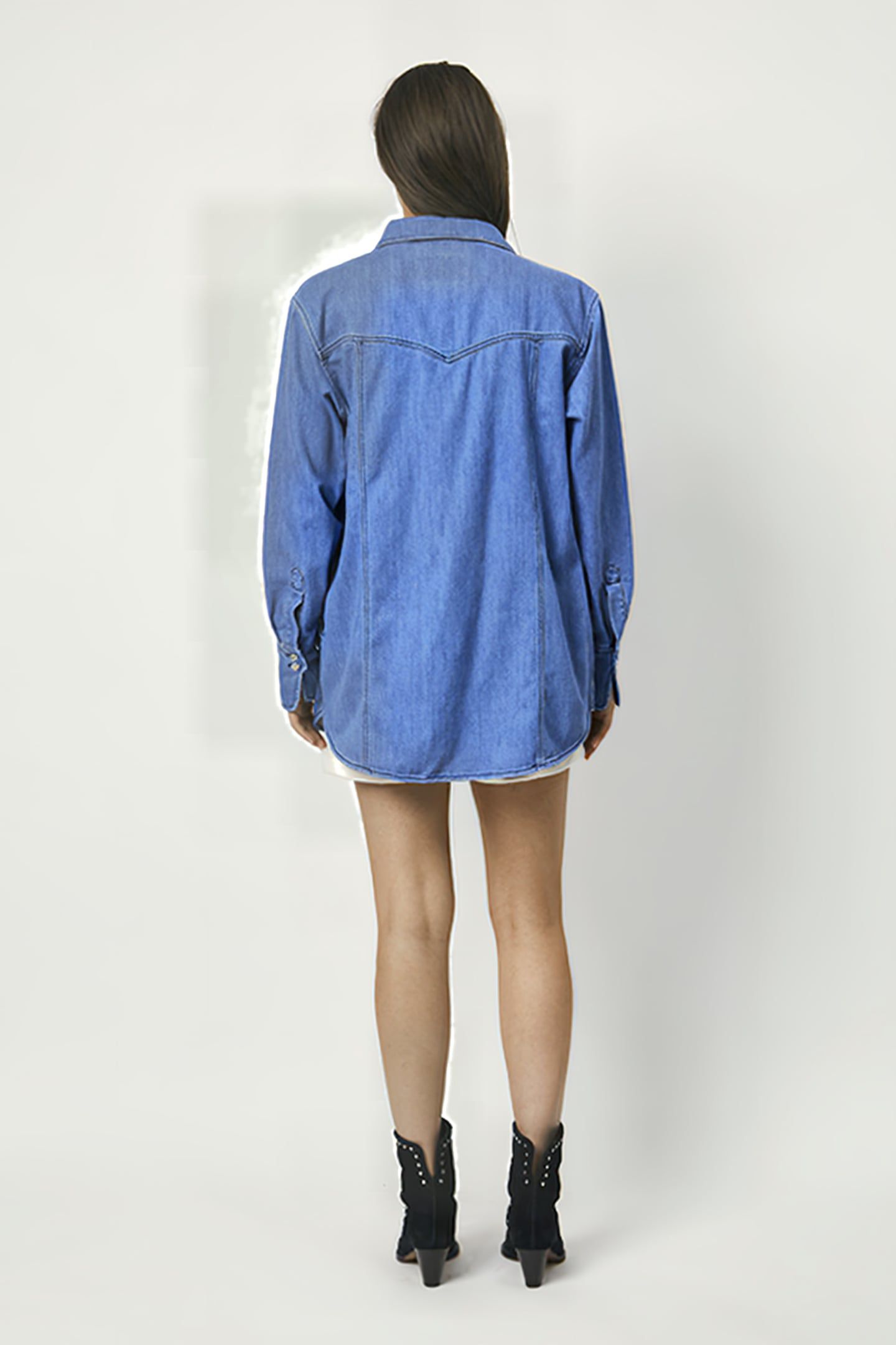 CLOVER DENIM TRUCKER SHIRT STONE BLUE 5
