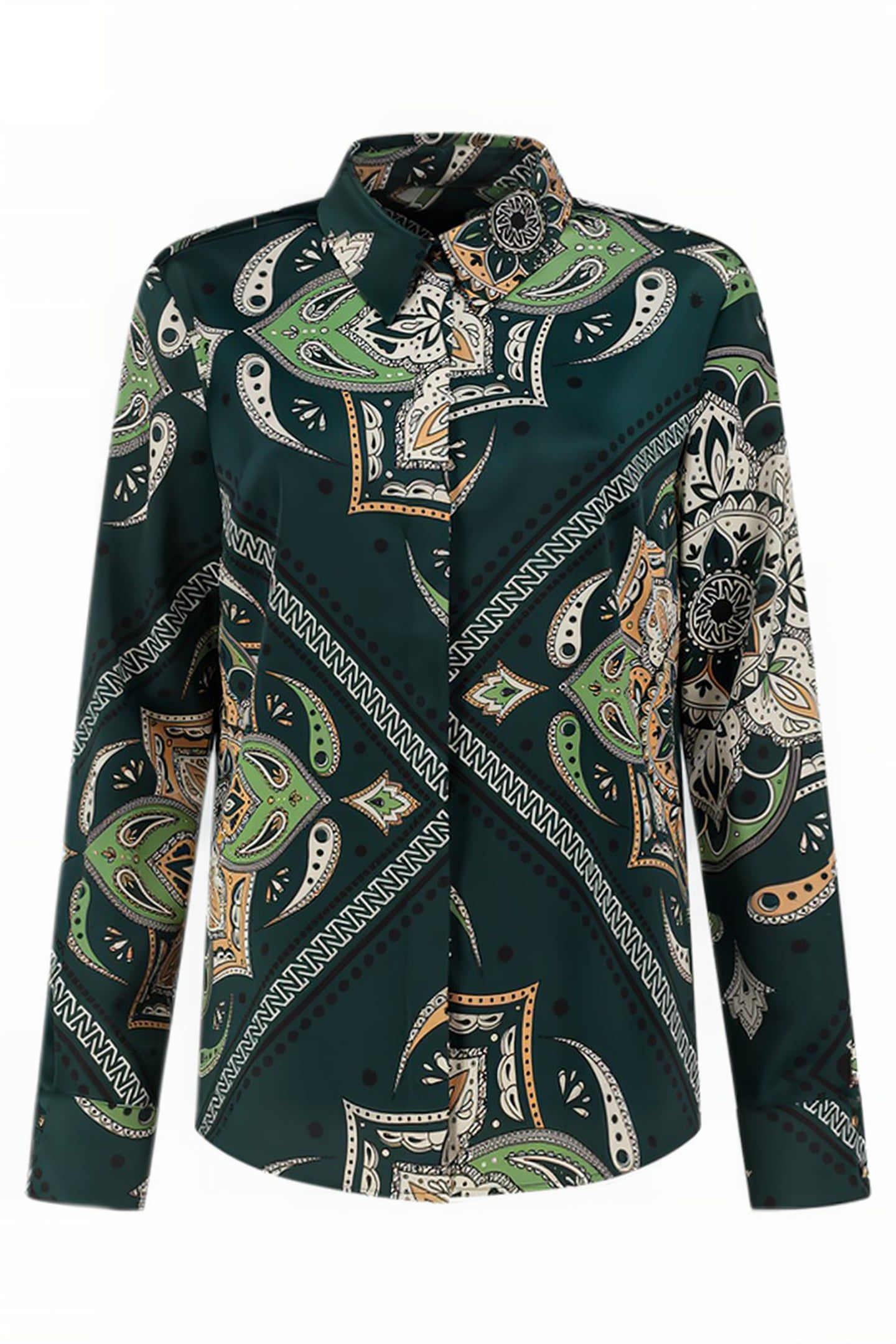 LOREN MANDALA BLOUSE PINE GREEN 1