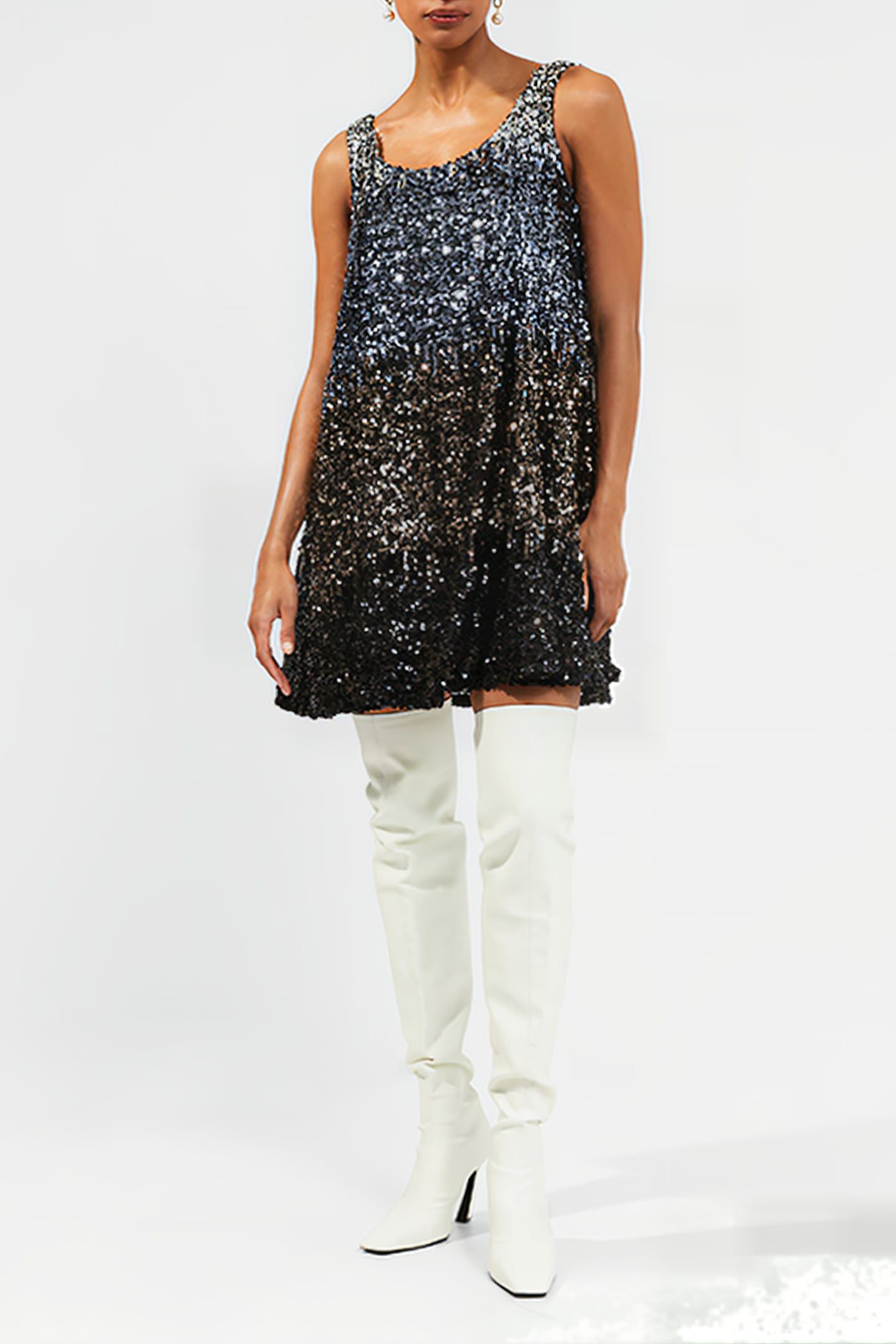 ESTARI OMBRE SWING SEQUIN DRES OMBRE SILVER 2