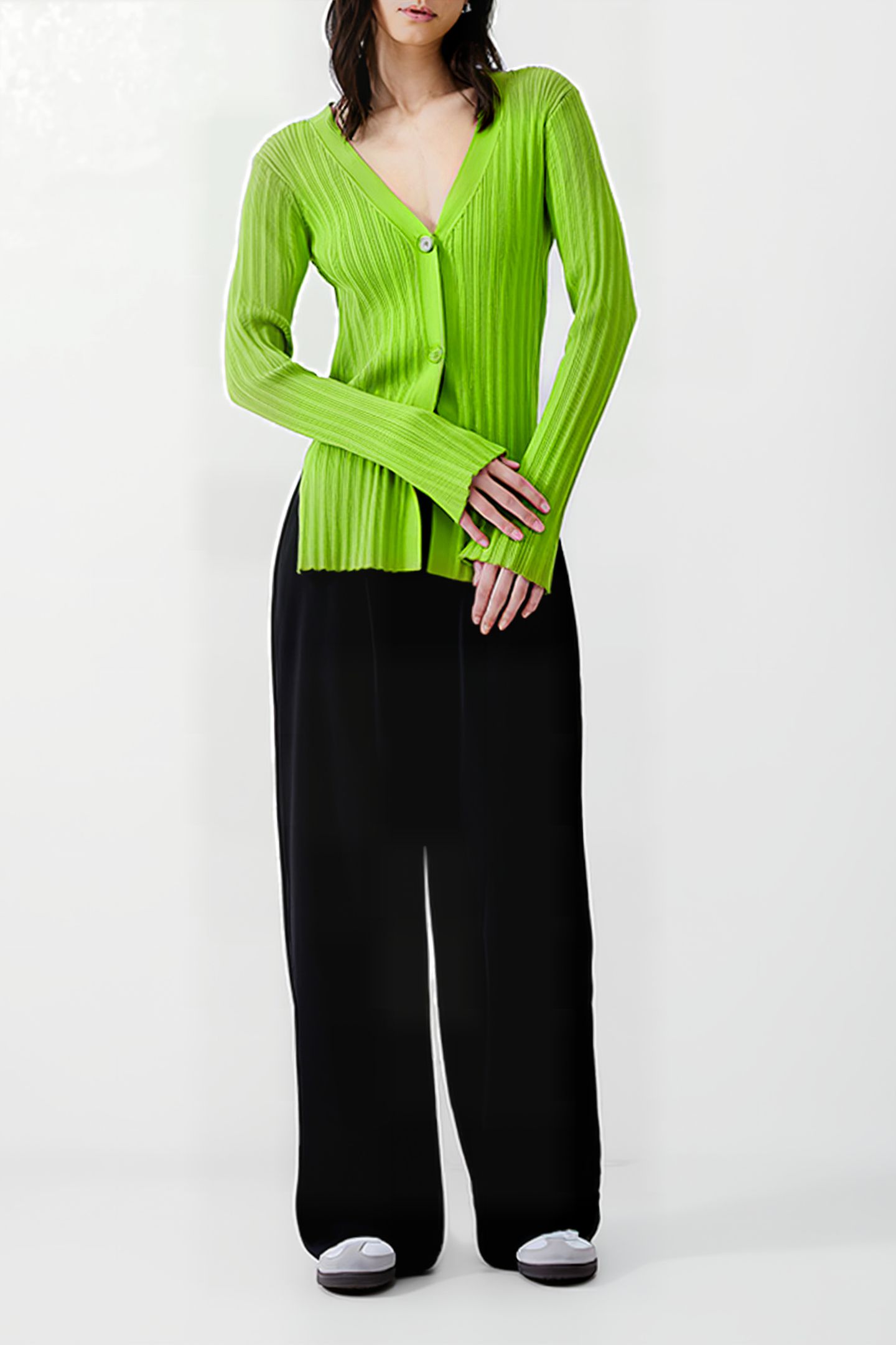 LEONORA L/S CARDIGAN WASABI 2