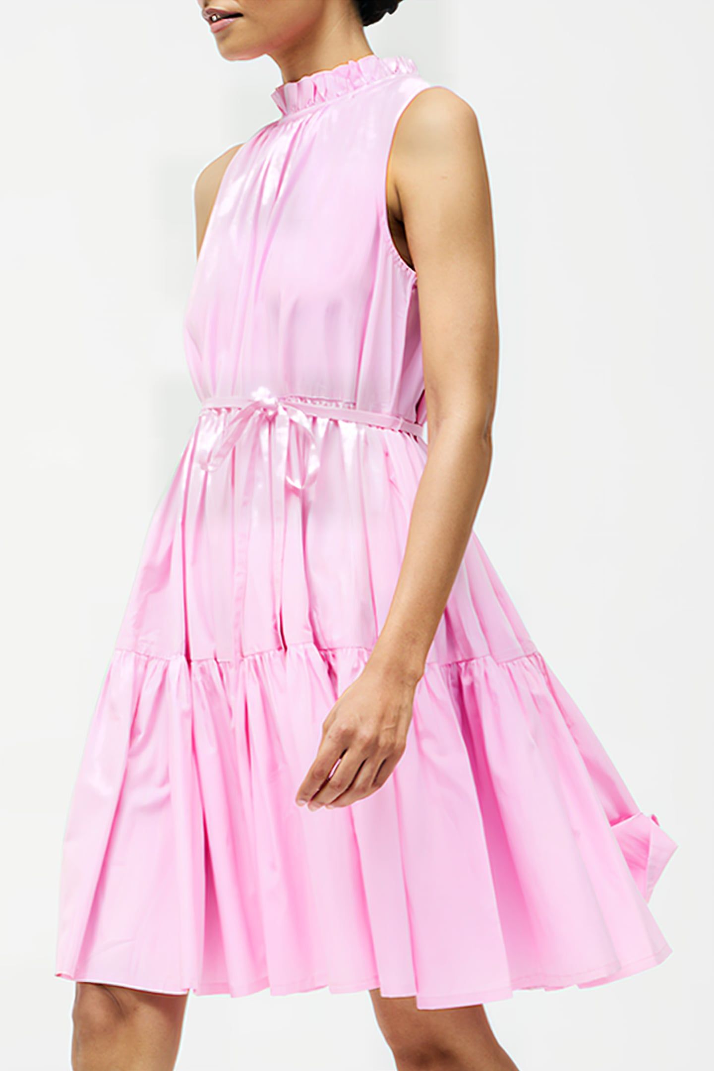 TIERED POPLIN MINI DRESS STRAWBERRY SHAKE 3