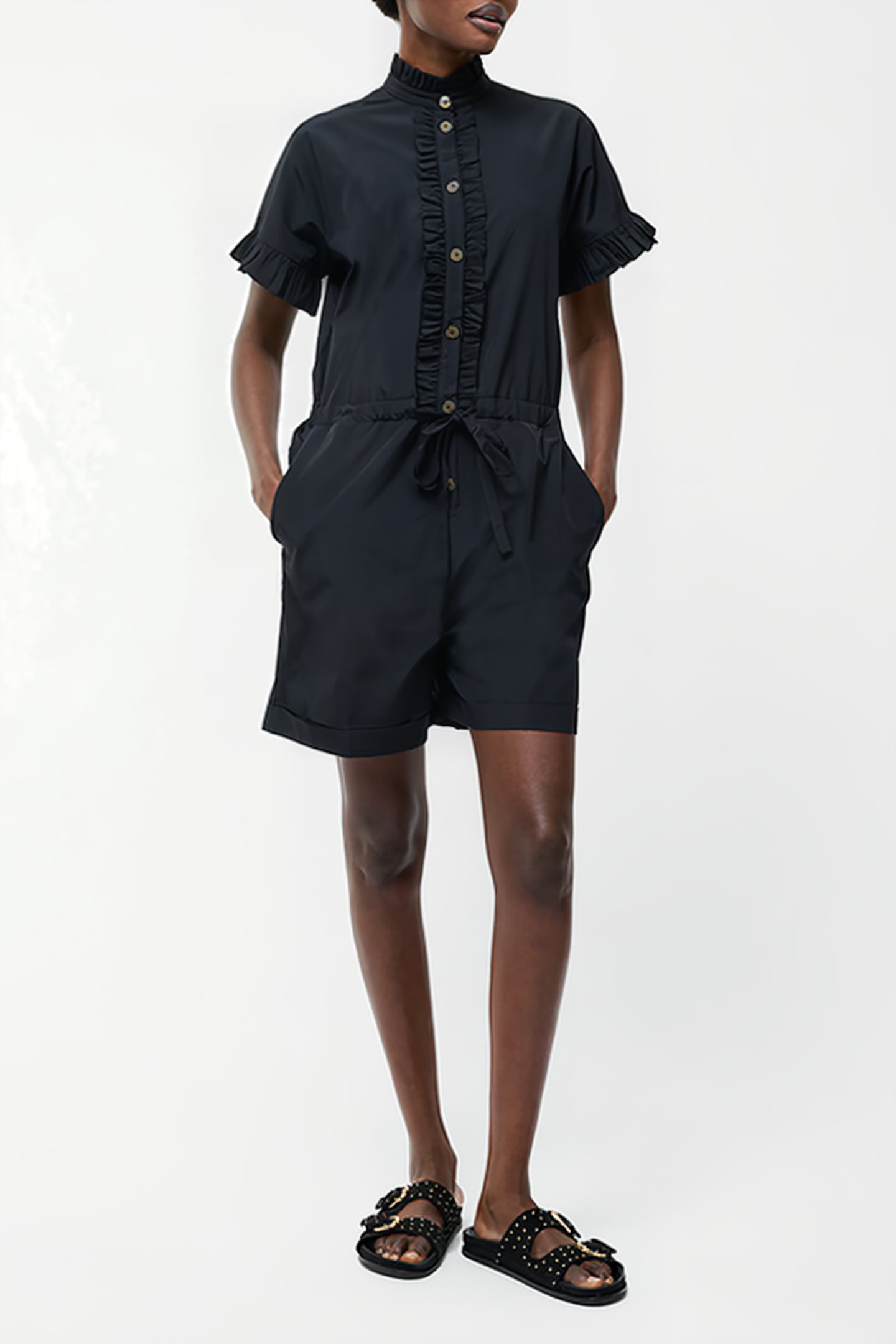 FRILL PLAYSUIT SZ18 BLACK 2