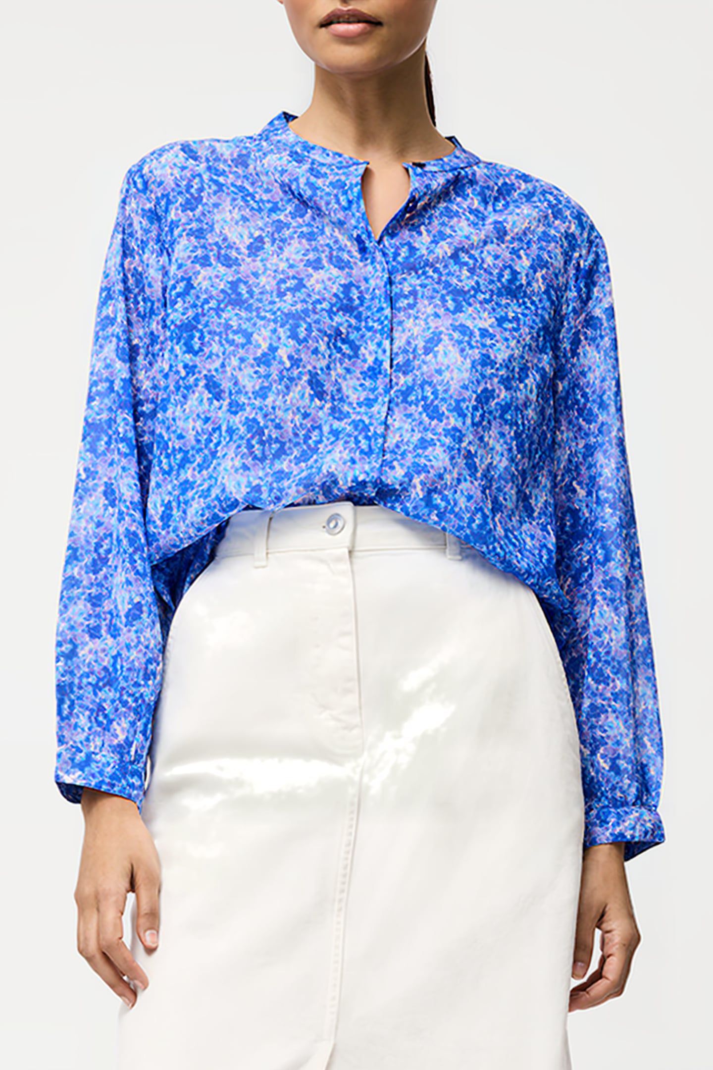 CASS HENLEY BUTTON DOWN TOP SZ18 BLUE MULTI 1