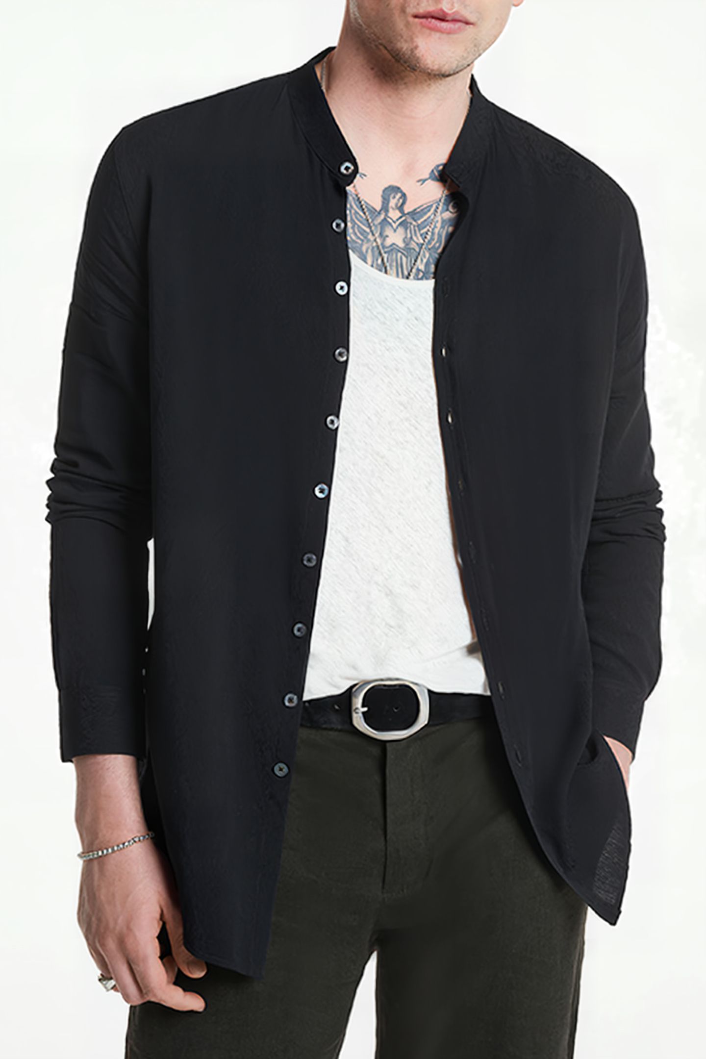 MULTI BUTTON BAND COLLAR BLACK 1