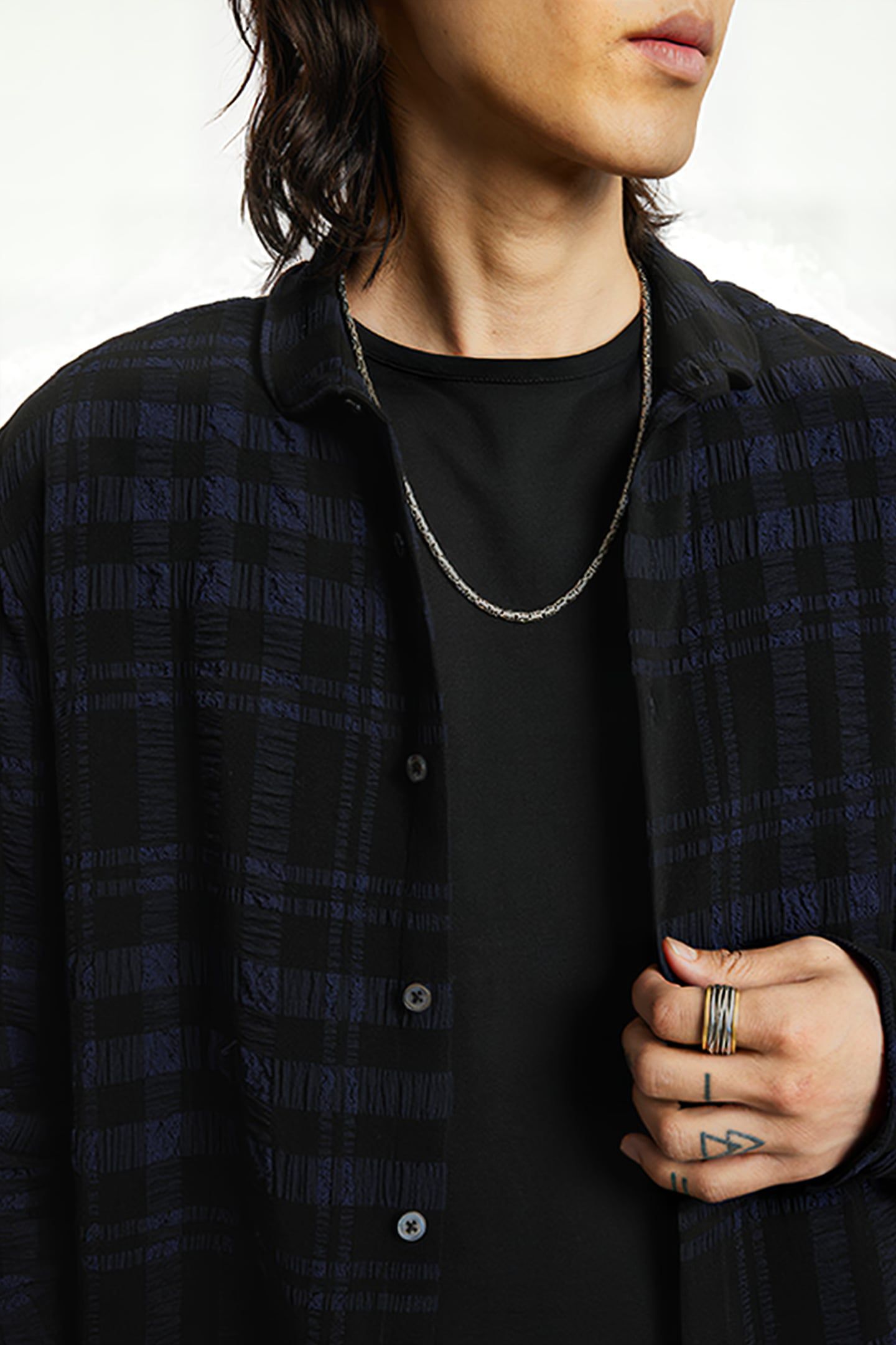 SLIM FIT SHIRT WITH WIRE BLACK/BLUE 3