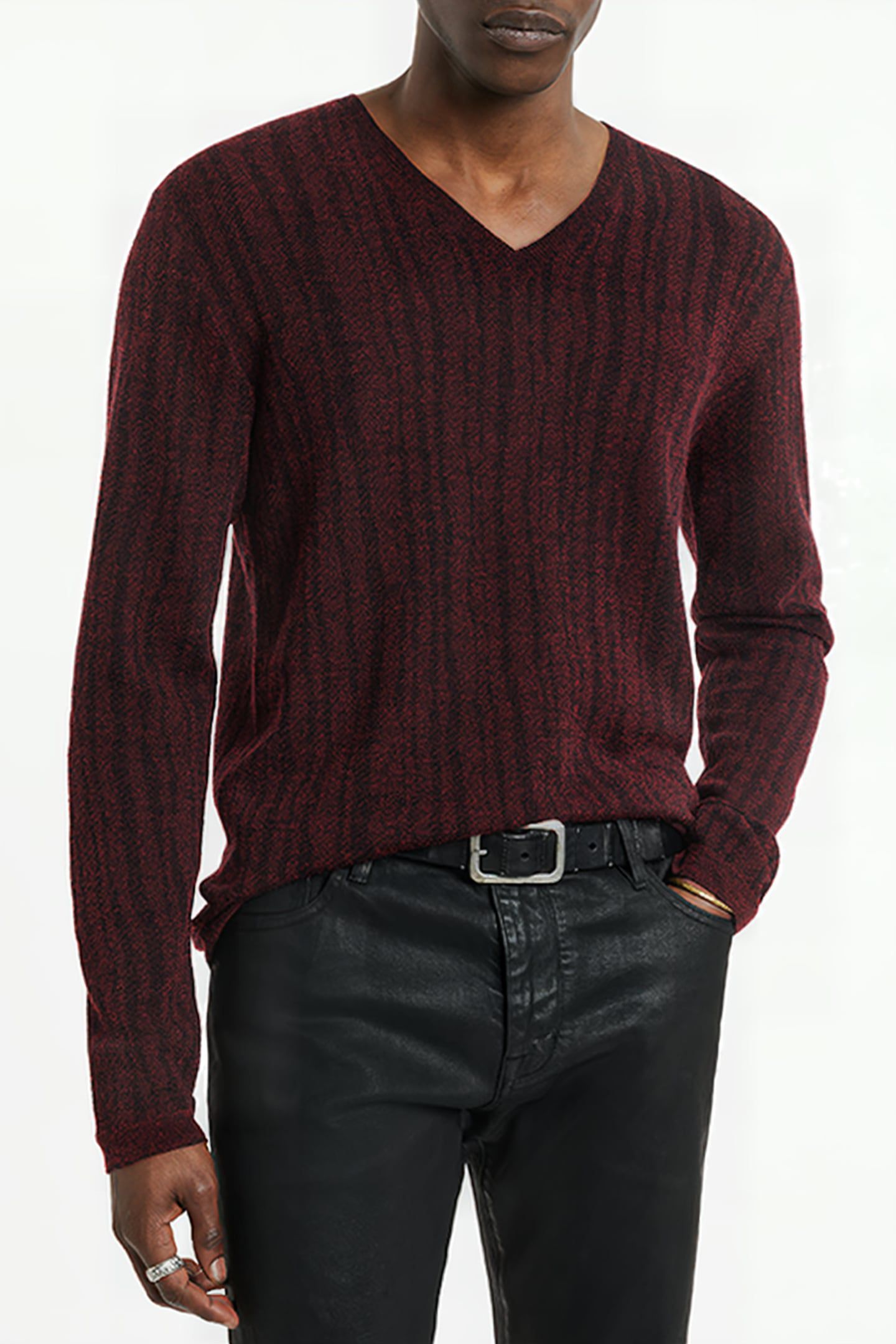 BANDERA REGULAR FIT V NECK MERLOT 1