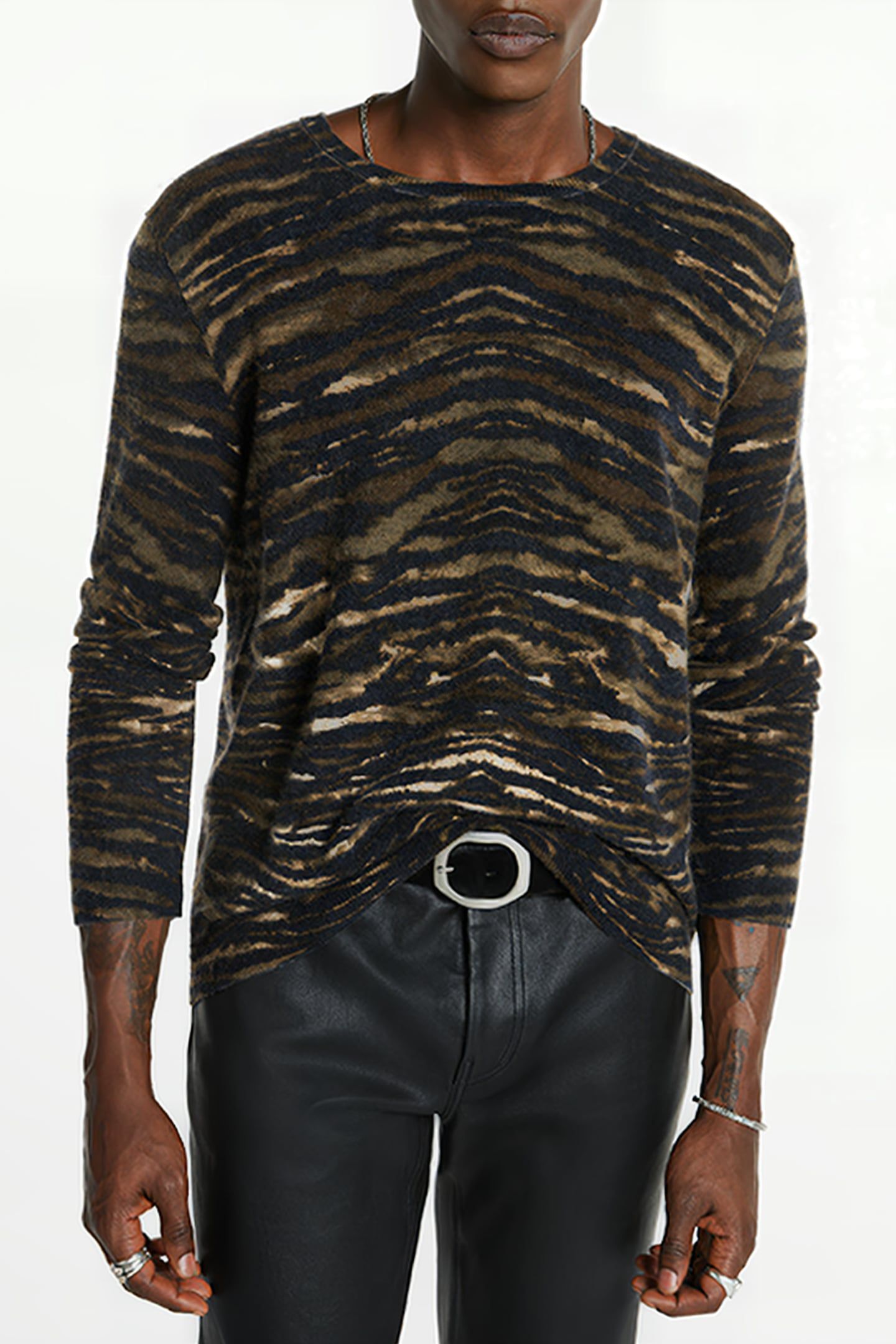 SOBRADO REGULAR FIT LS SWEATER DARK BROWN 1