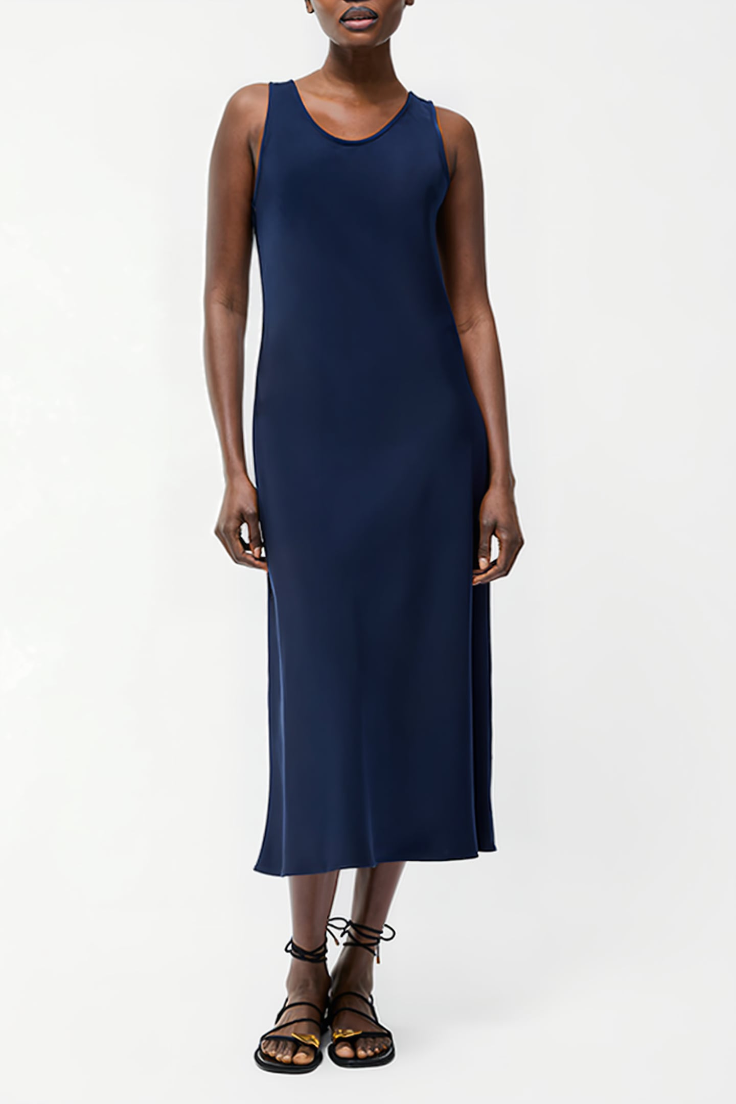 SCOOP SATIN SLIP DRESS MIDNIGHT 1
