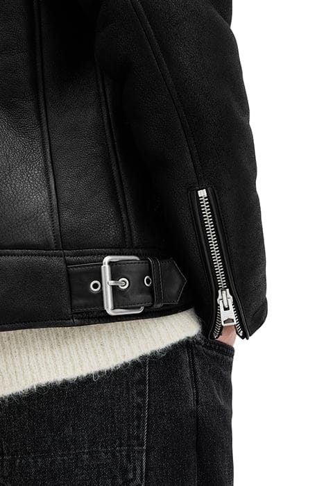 XENA SHEARLING BIKER BLACK/BLACK 10