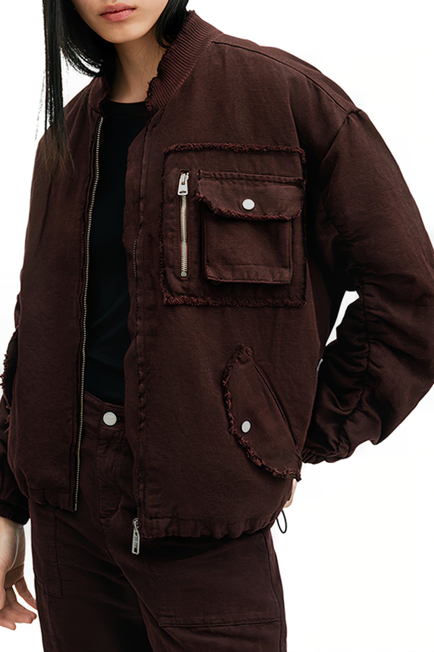 RUE BOMBER JACKET DARK WINE RED 7