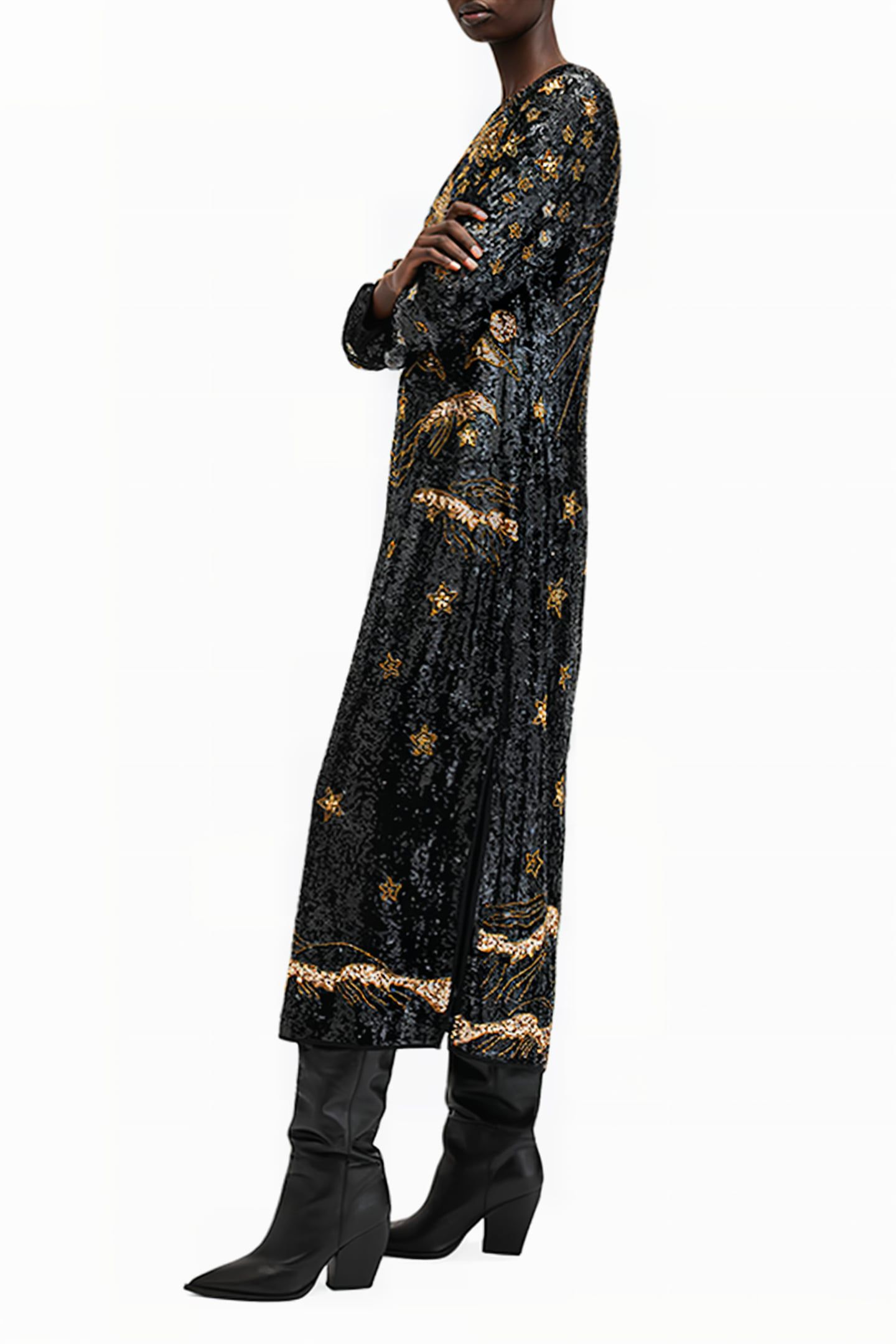 NOUSHKA MAXI DRESS BLACK/GOLD 5