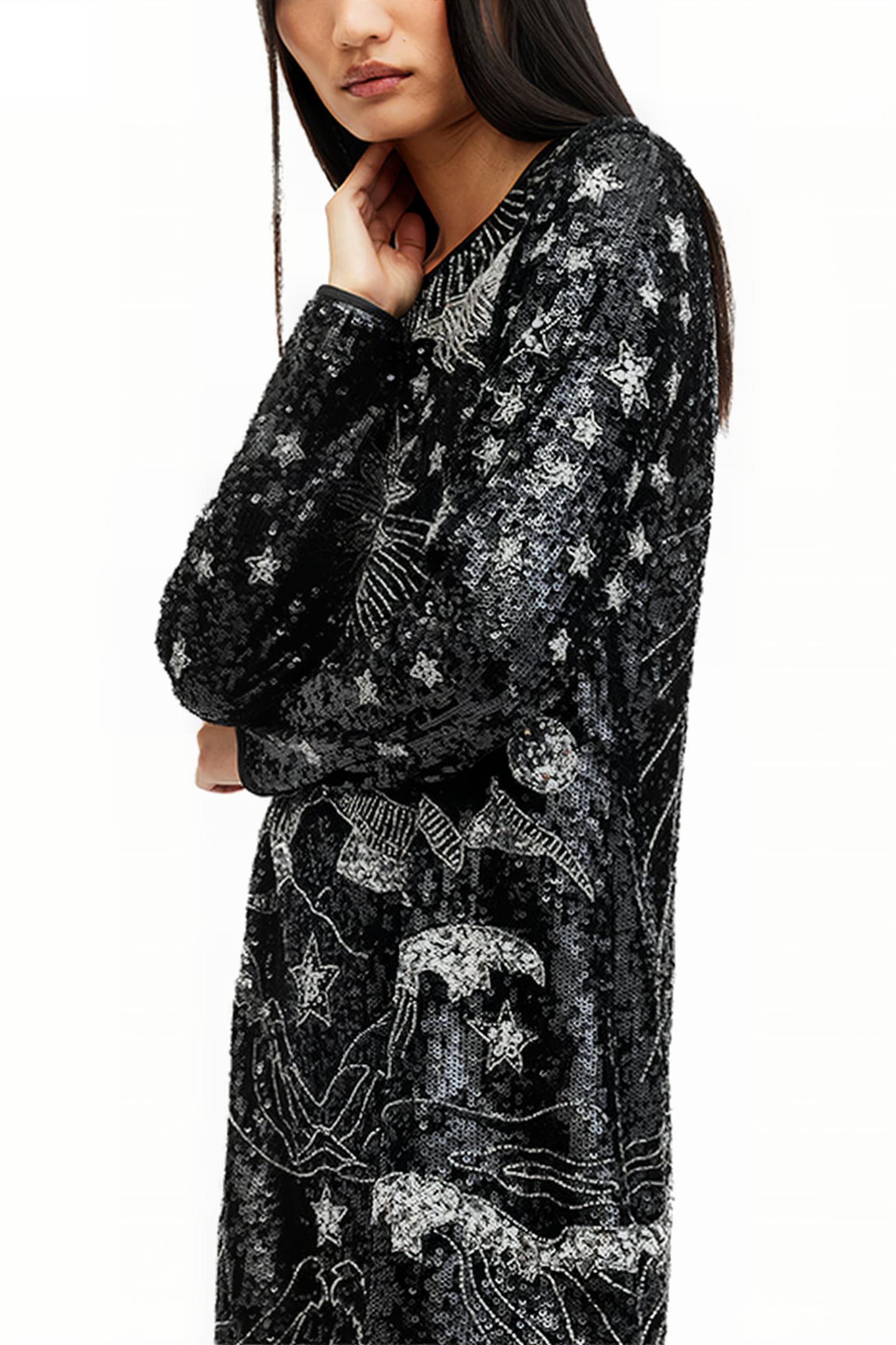 NOUSHKA EMB DRESS BLACK/SILVER 7