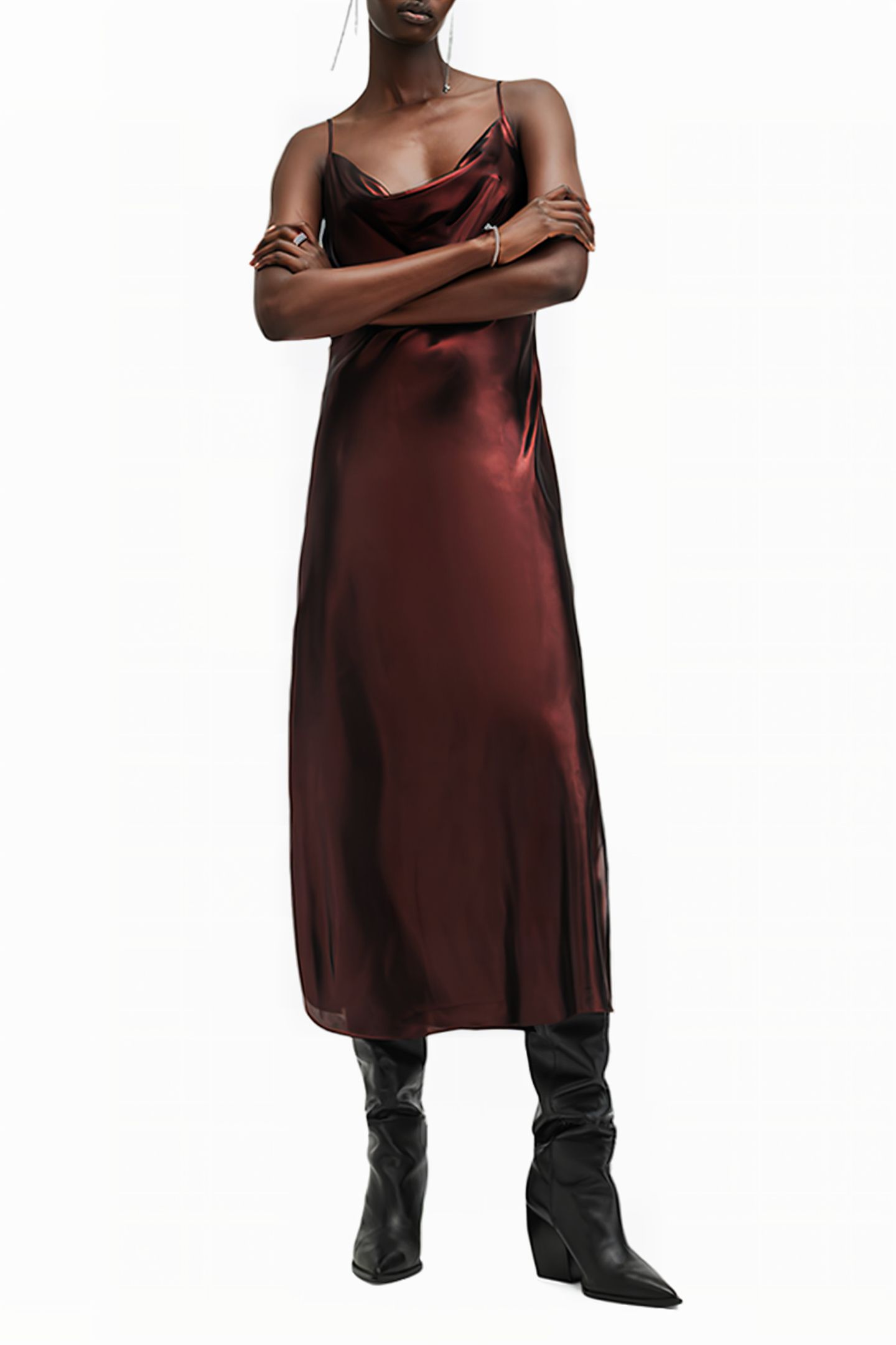 HADLEY DRESS METALLIC RED 1