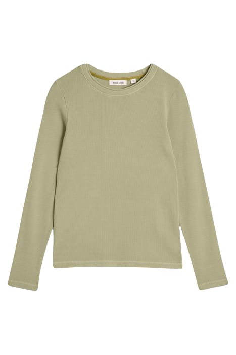 SADIE LONG SLEEVE RIB TEE KHAKI GREEN 3