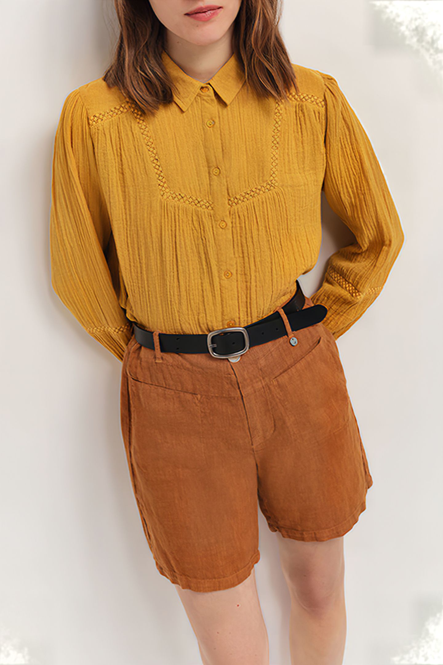 CHLOE - HONEY EMBROIDERED PLAID SHIRT 1