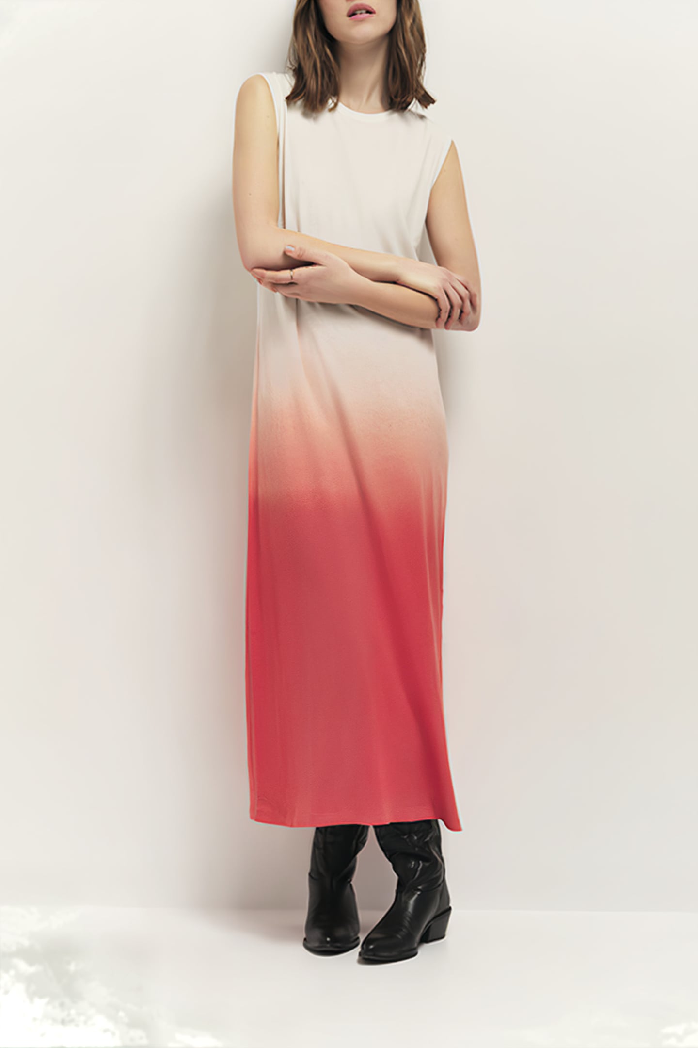 RIVO - DEEP DYE EFFECT CORAL KNIT MAXI DRESS 3