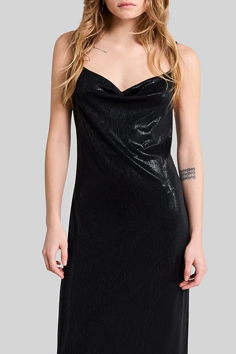 BLACK LAMÉ STRAPPY MIDI DRESS 4