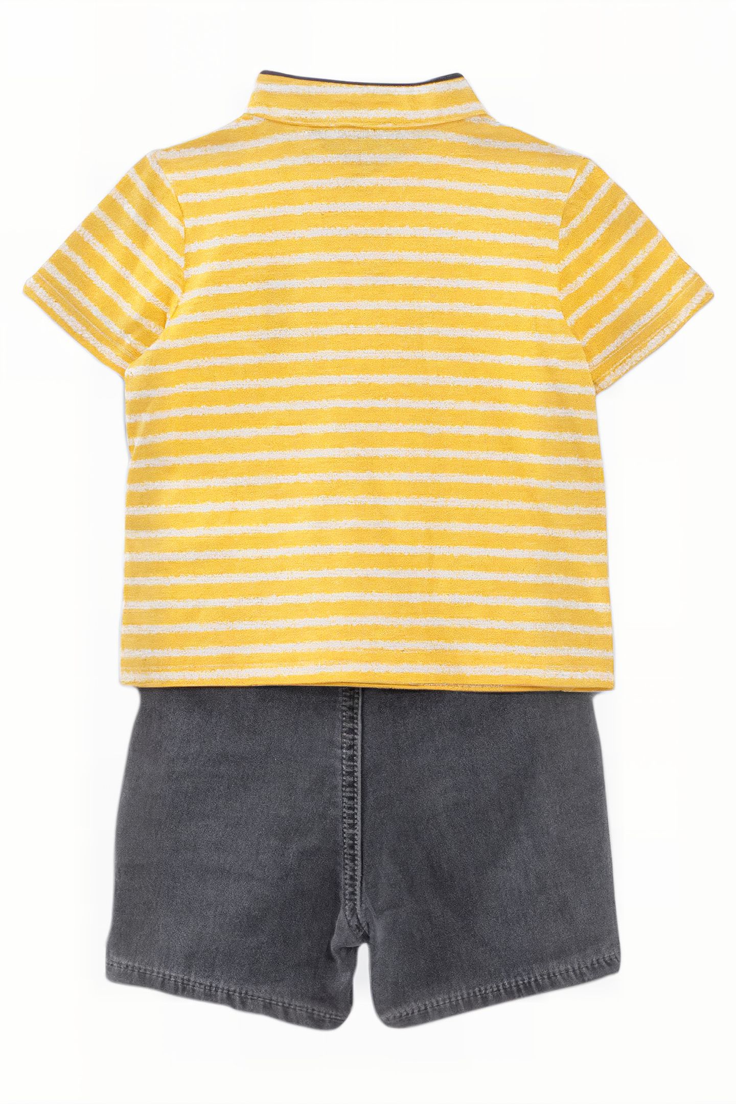 BABY BOYS’ YELLOW POLO SHIRT, DENIM BERMUDA SHORTS OUTFIT 4