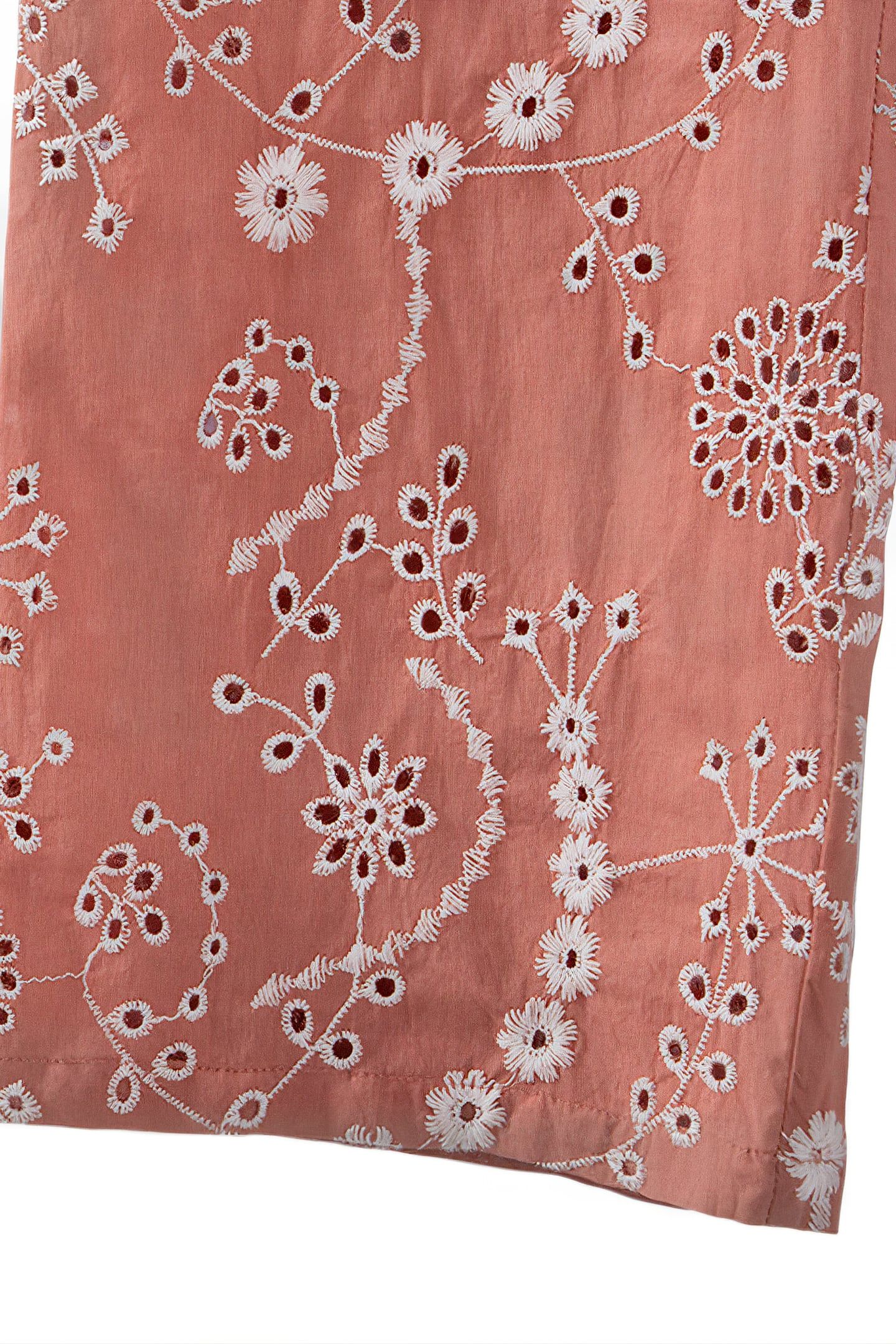 GIRLS’ OLD PINK ORGANIC COTTON TROUSERS, FLOWER EMBROIDERY 4