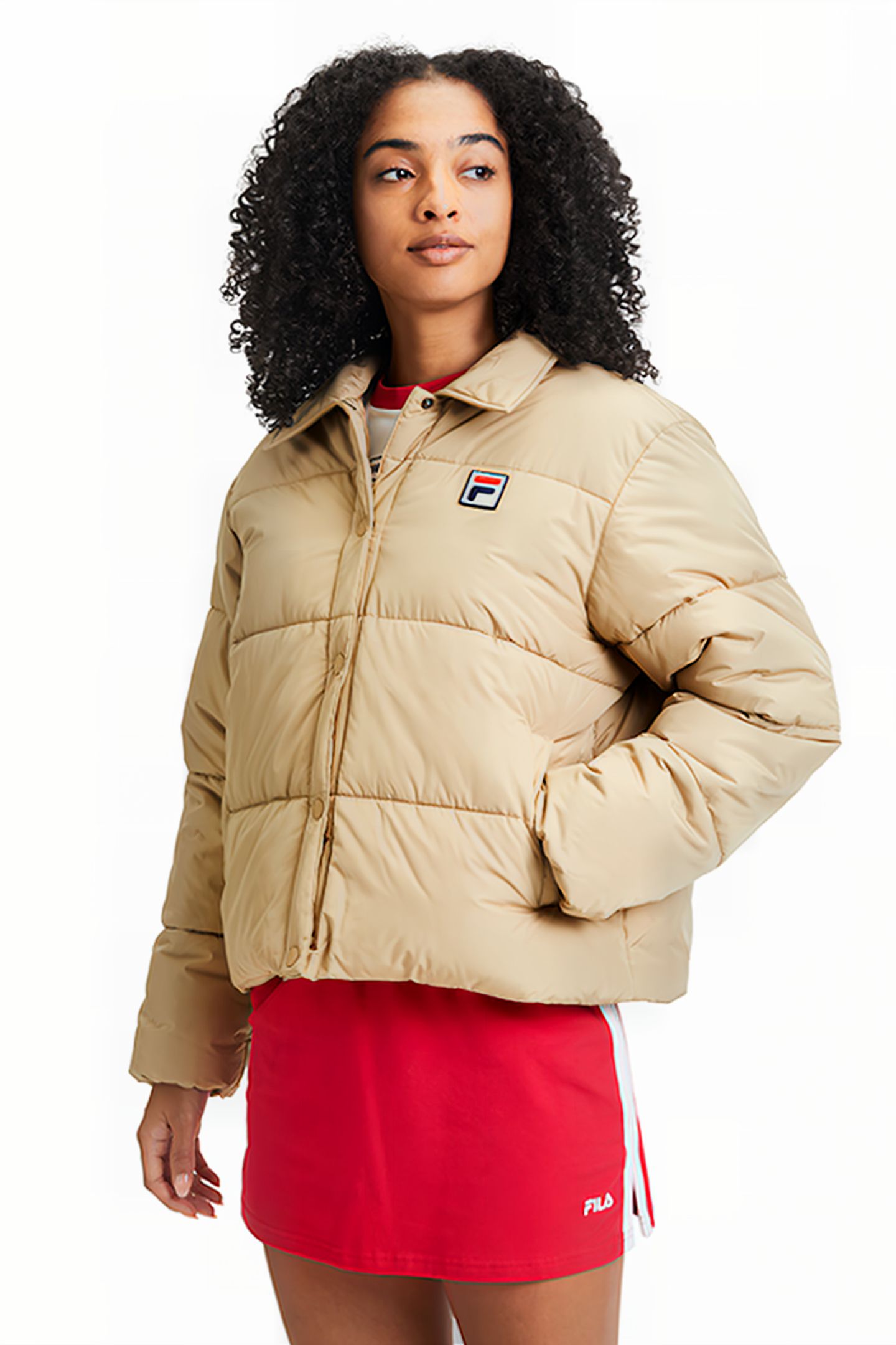 LEILA PUFFER COACH JACKET CORNSTALK 1