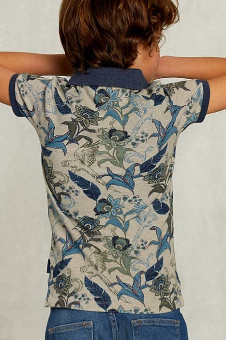 CUSTOM FIT FLORAL POLO EQUATOR MIX KHAKI 2